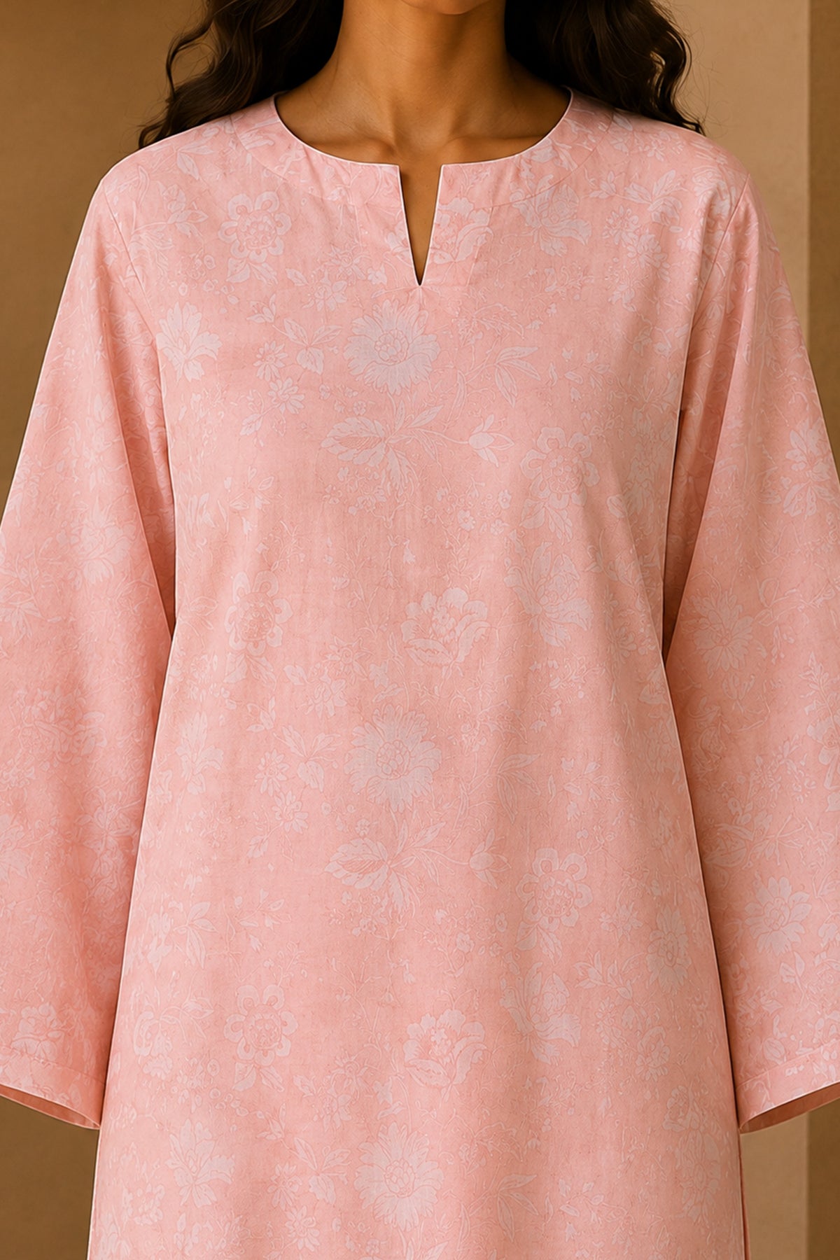 Pink Printed Lawn Cotton Co-ord Set with Farsi Pants