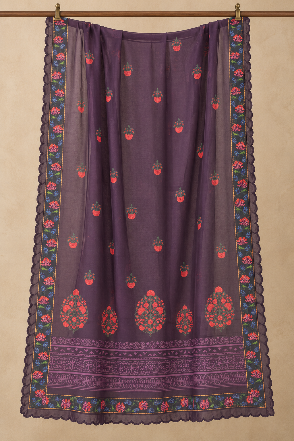 Cocoa Purple Printed  Lawn Cotton Co-ord Set