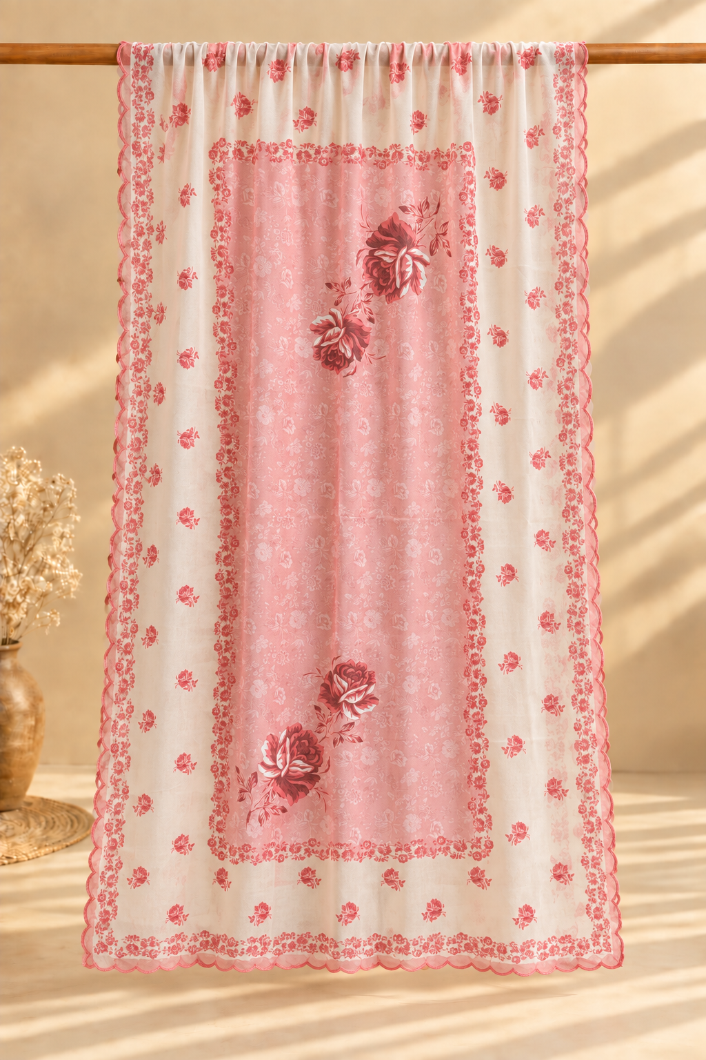 Pink Printed Lawn Cotton Co-ord Set with Farsi Pants