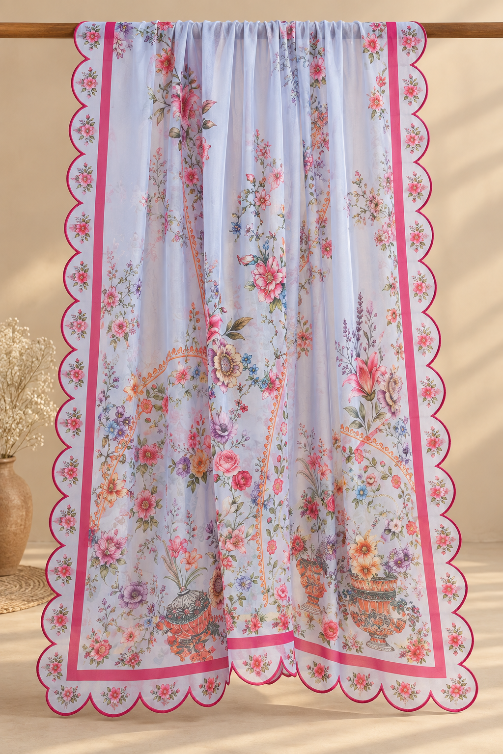 Lawn Cotton Printed Co-ord set - Light Blue and White