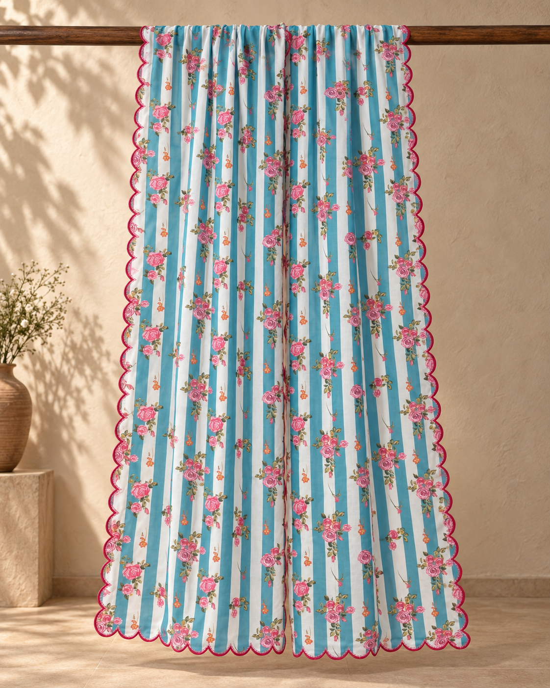 Lawn Cotton Printed Co-ord set - Blue and White
