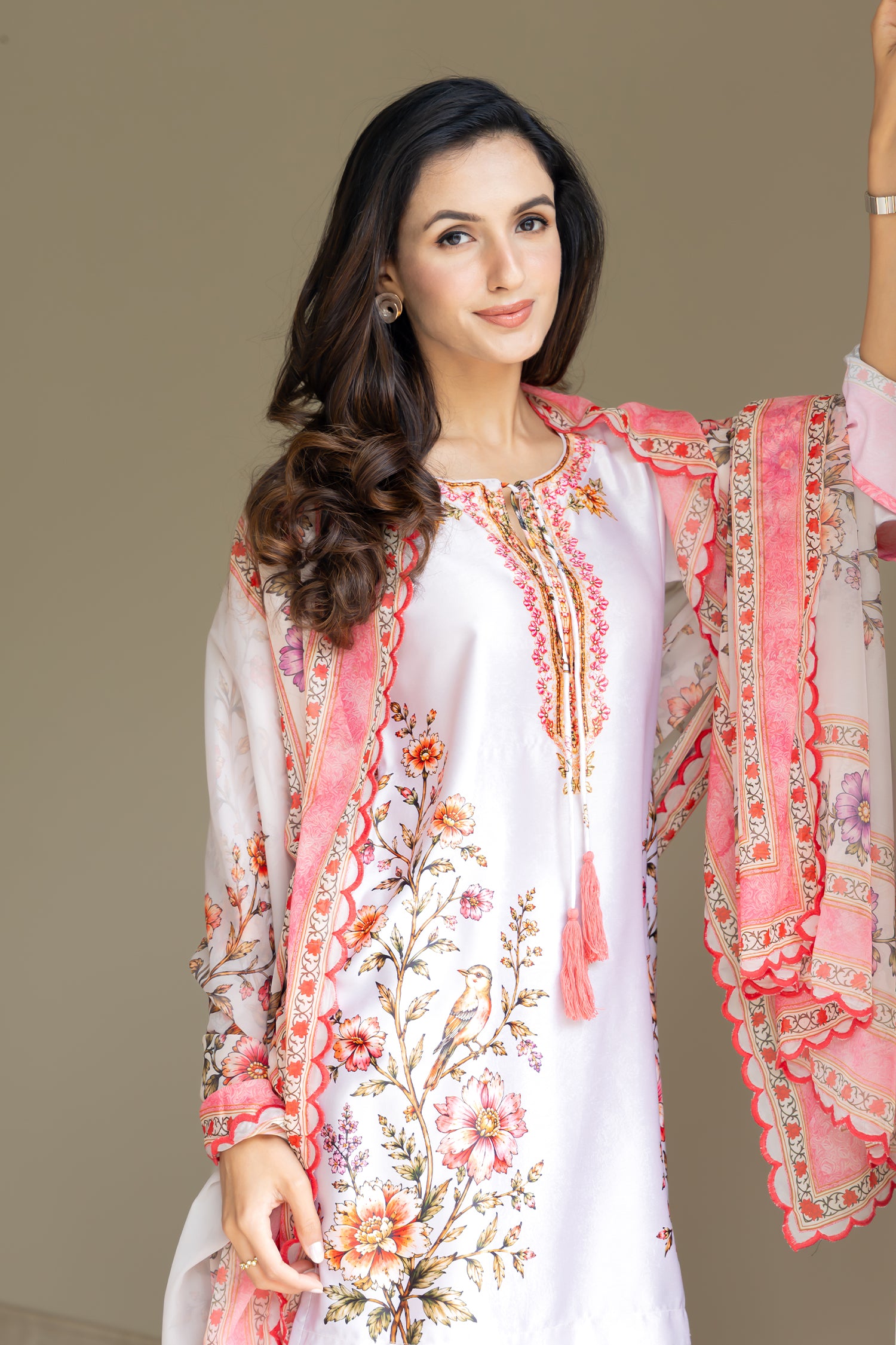 Cupro Satin Co-ord Set - Ivory Floral