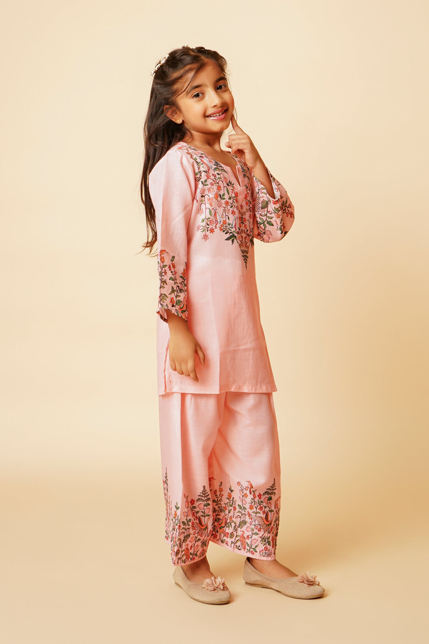 Printed Lawn Cotton Co-ord Set for Kids – Pink