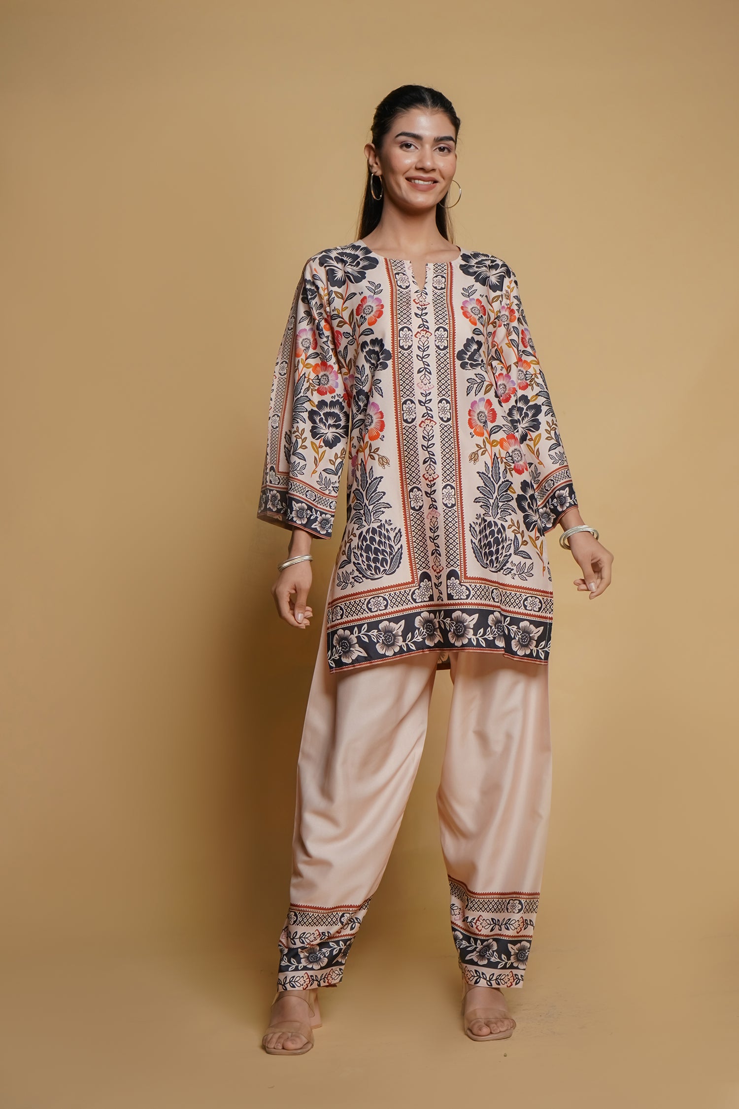 Printkari Muslin Co-ord set in Beige