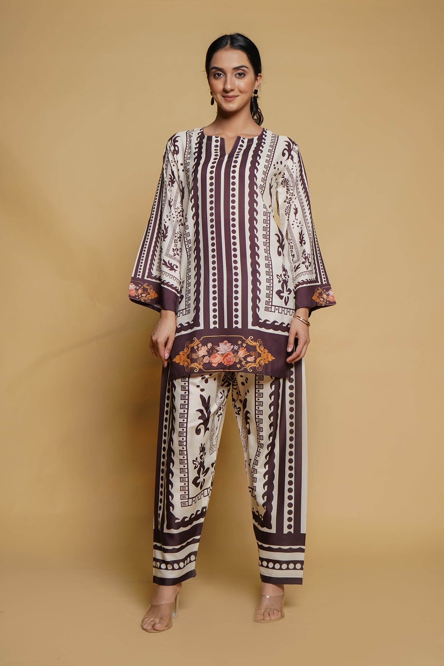 Printkari Muslin Co-ord set in Mocha