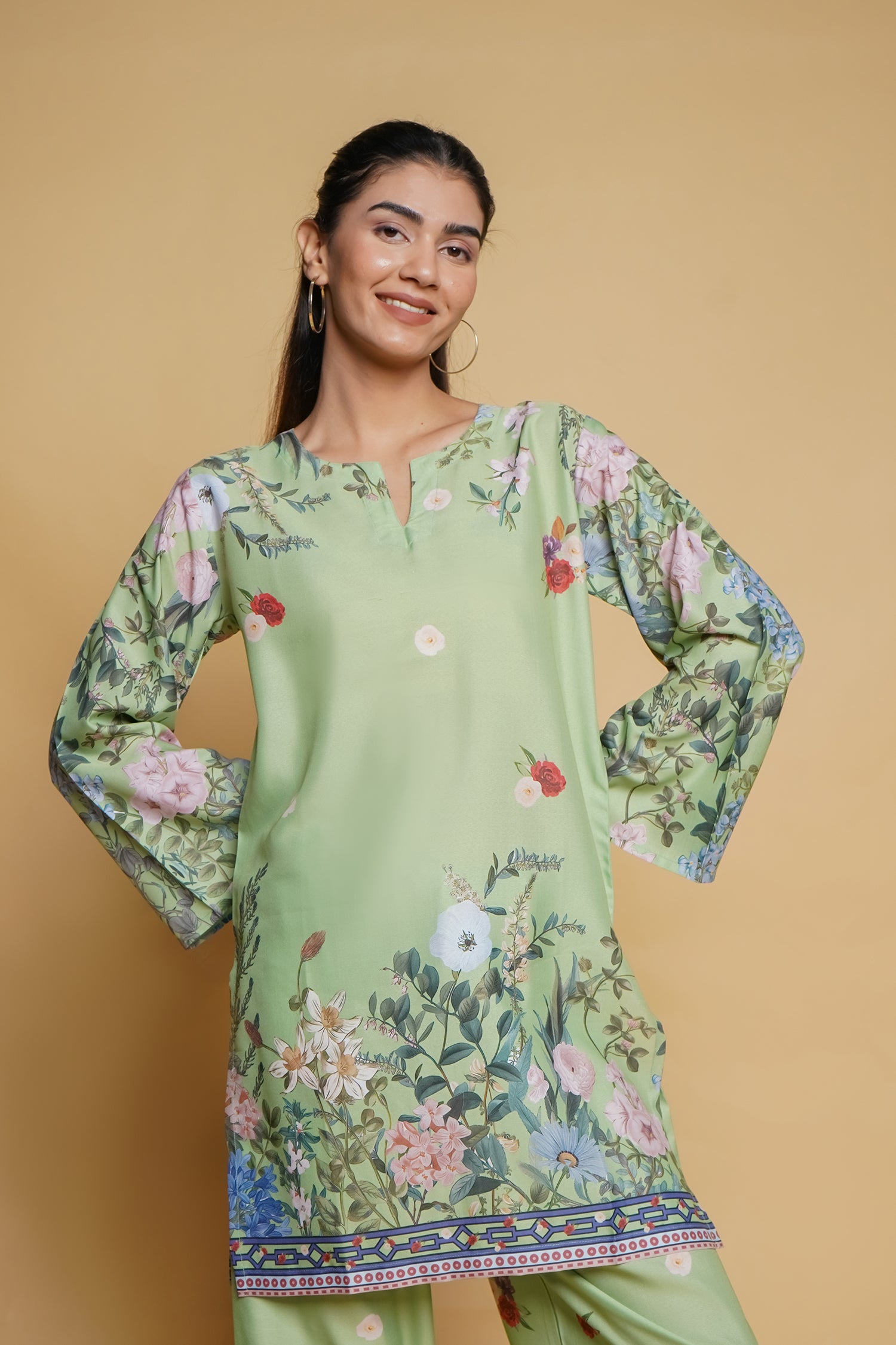 Printkari Poly Muslin Co-ord set in Green