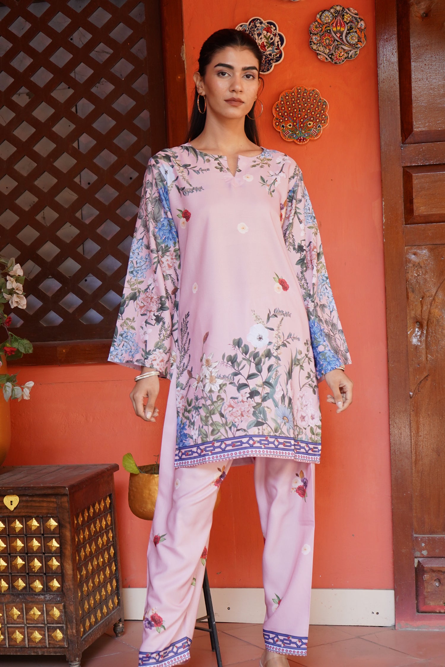 Printkari Muslin Co-ord set in Pink