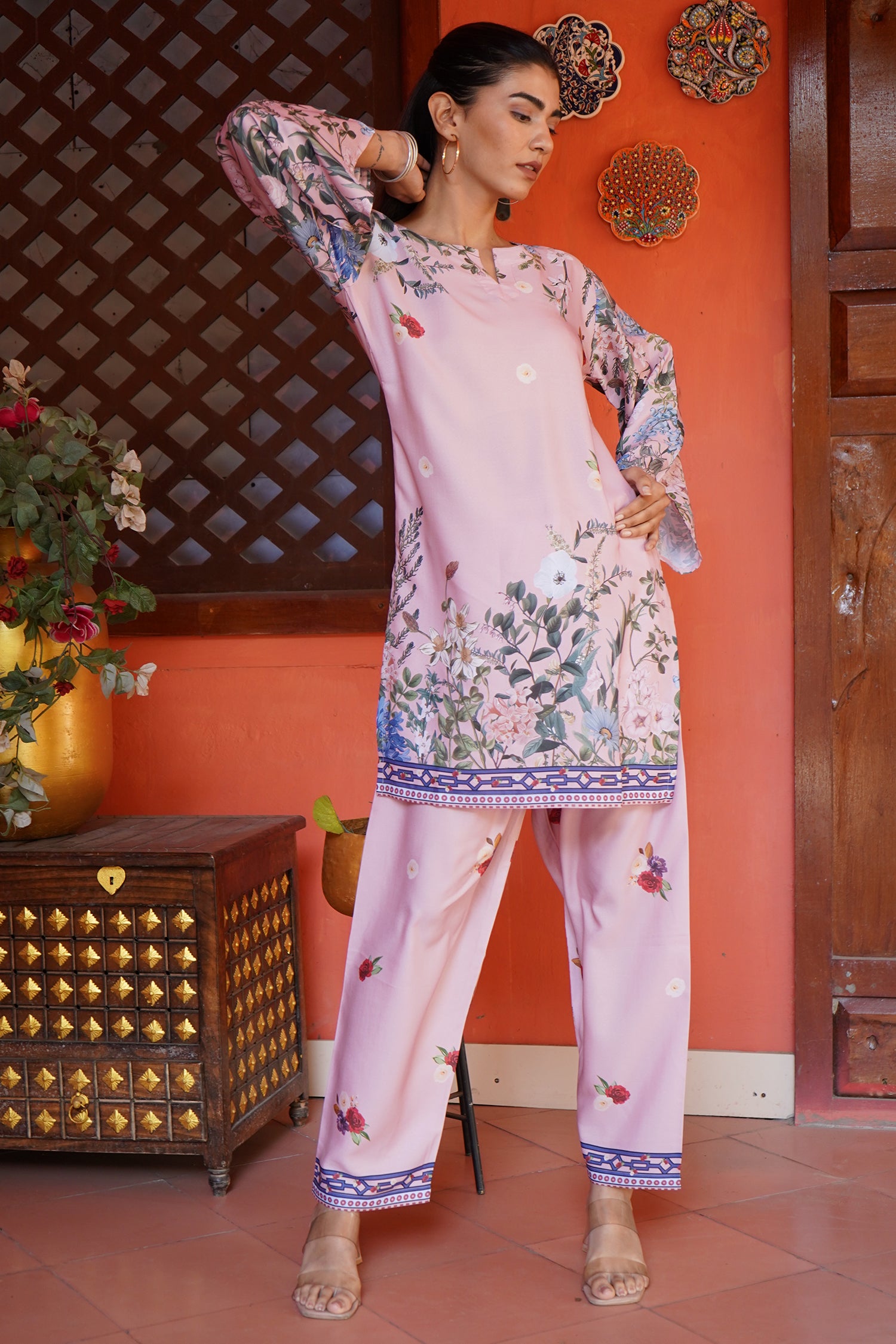 Printkari Muslin Co-ord set in Pink