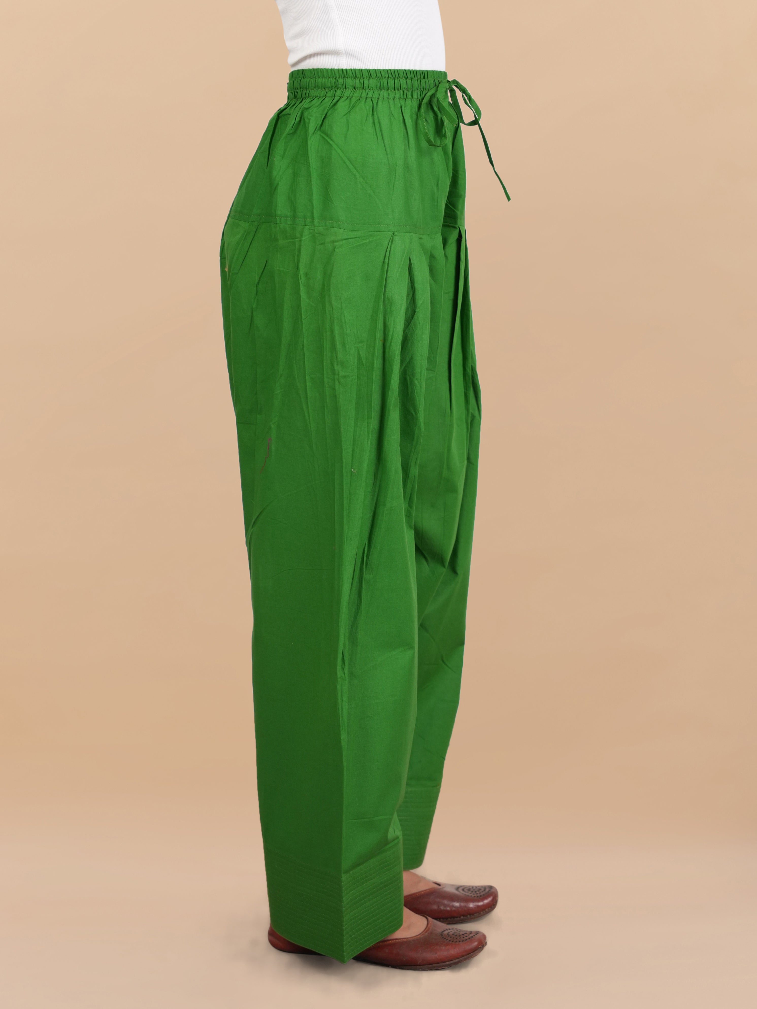 House Of Kari Green Farsi Cotton Pants