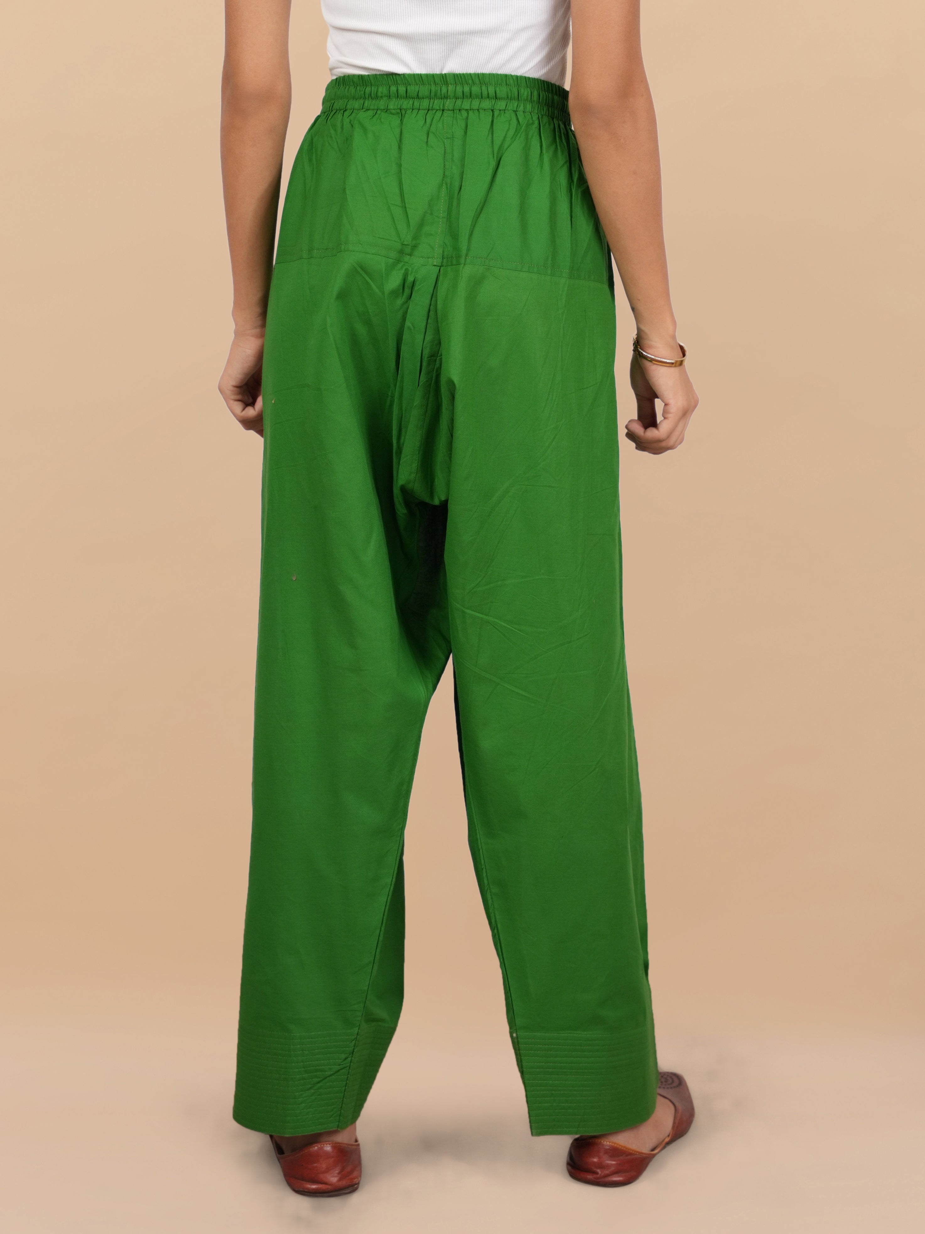 House Of Kari Green Farsi Cotton Pants