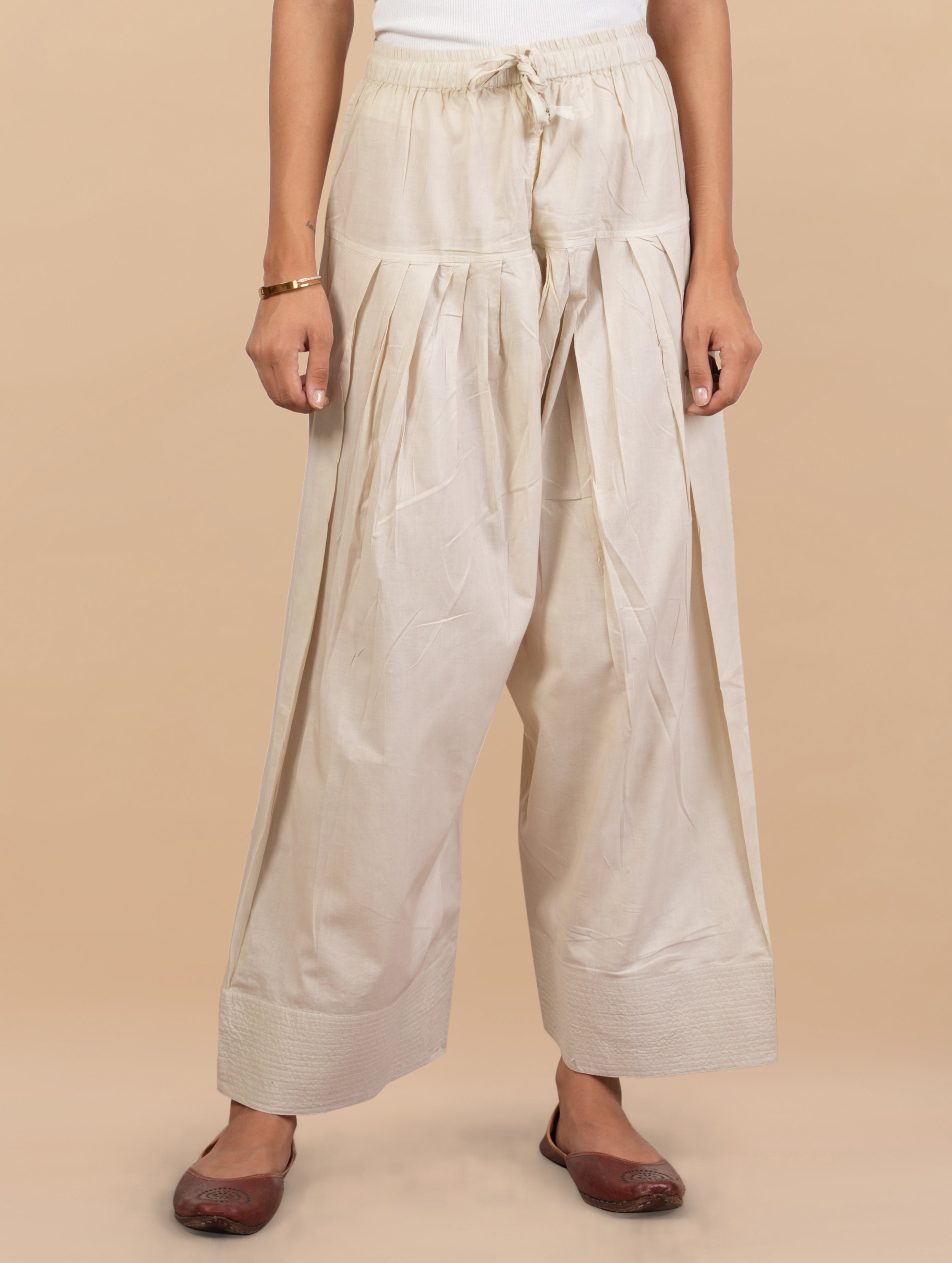 House Of Kari Beige Farsi Cotton Pants