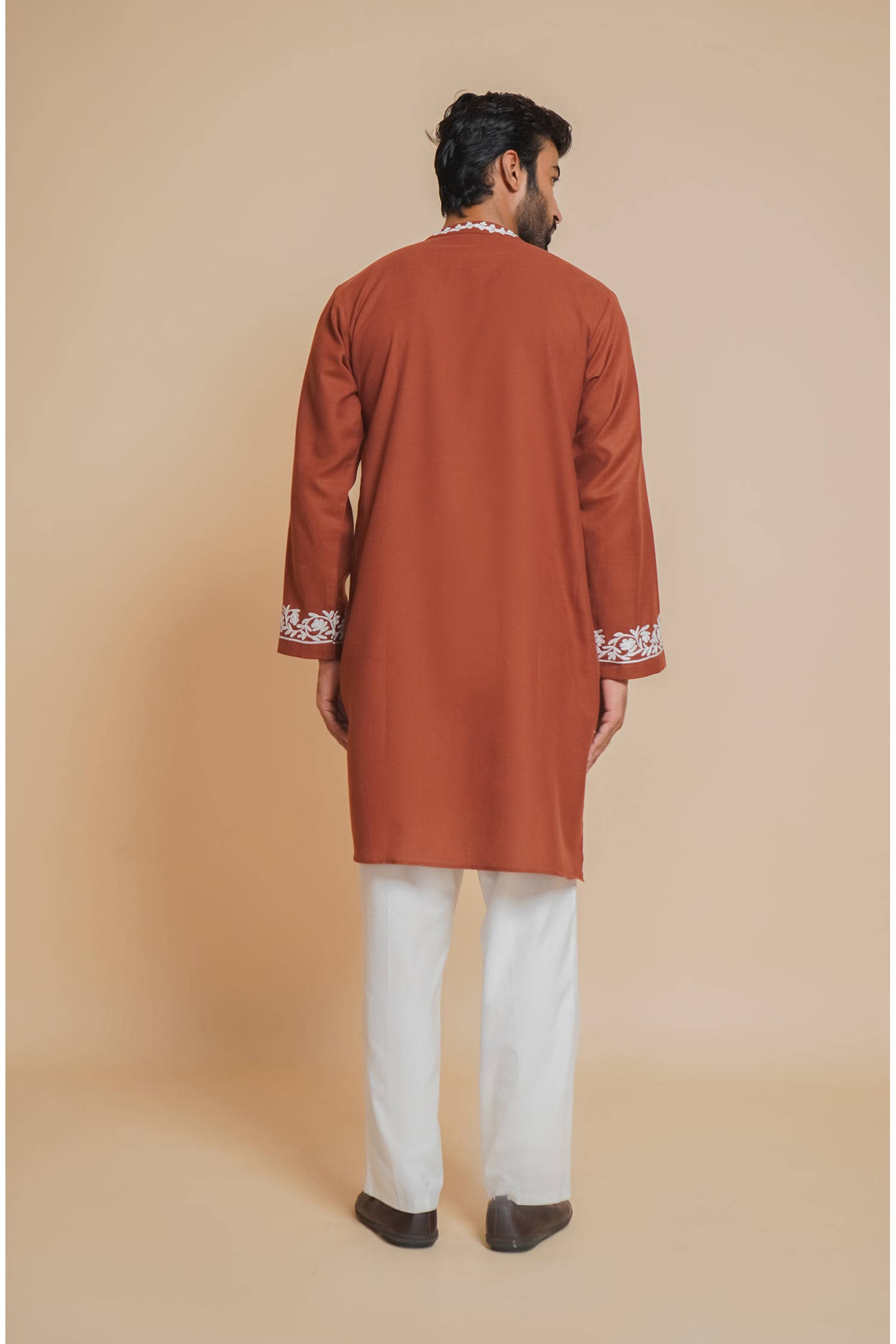 Cotton Arri Work Kurta for Men – Brown