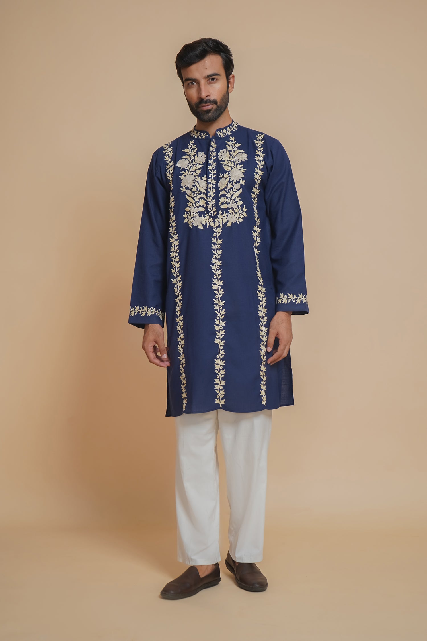 Cotton Arri Work Kurta for Men – Blue