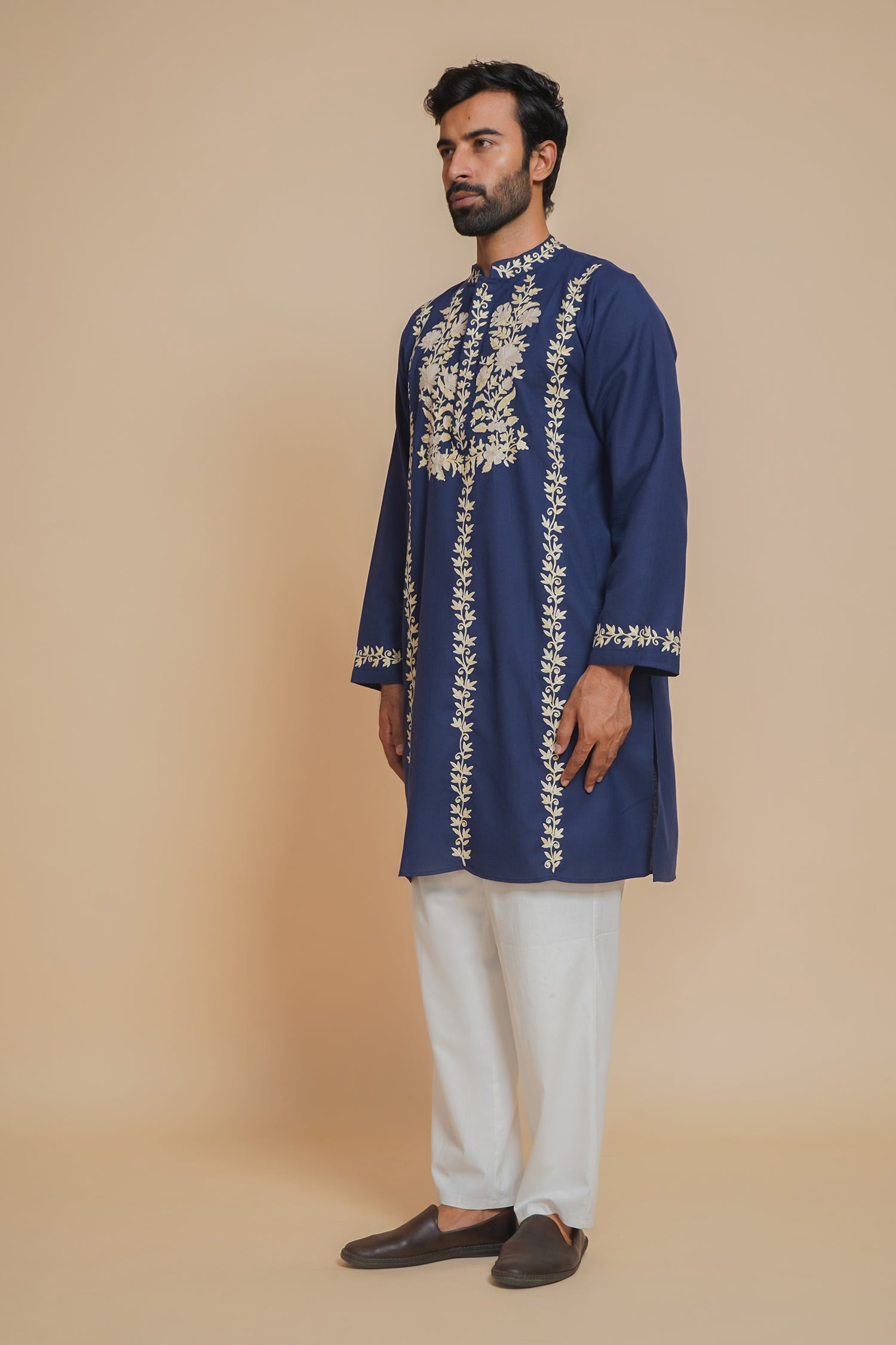 Cotton Arri Work Kurta for Men – Blue
