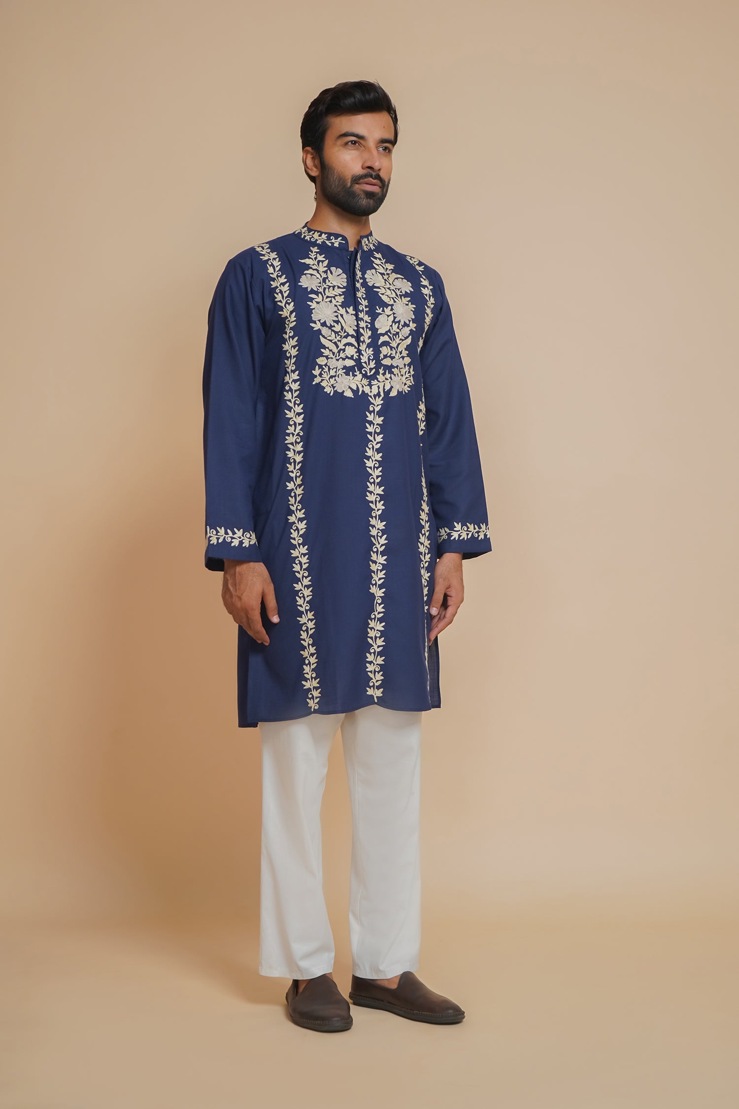 Cotton Arri Work Kurta for Men – Blue
