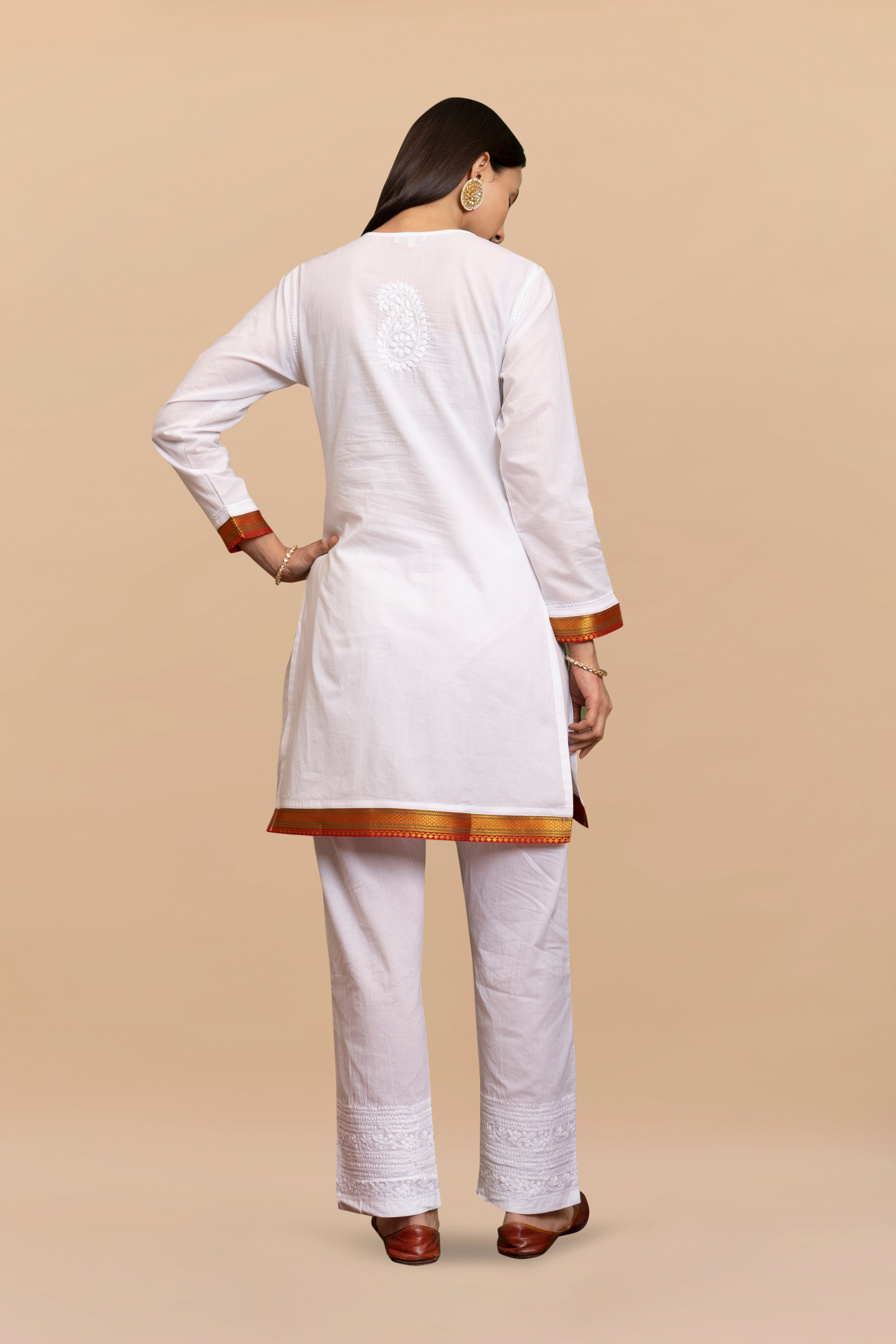 Cotton Chikankari Short Kurta in White