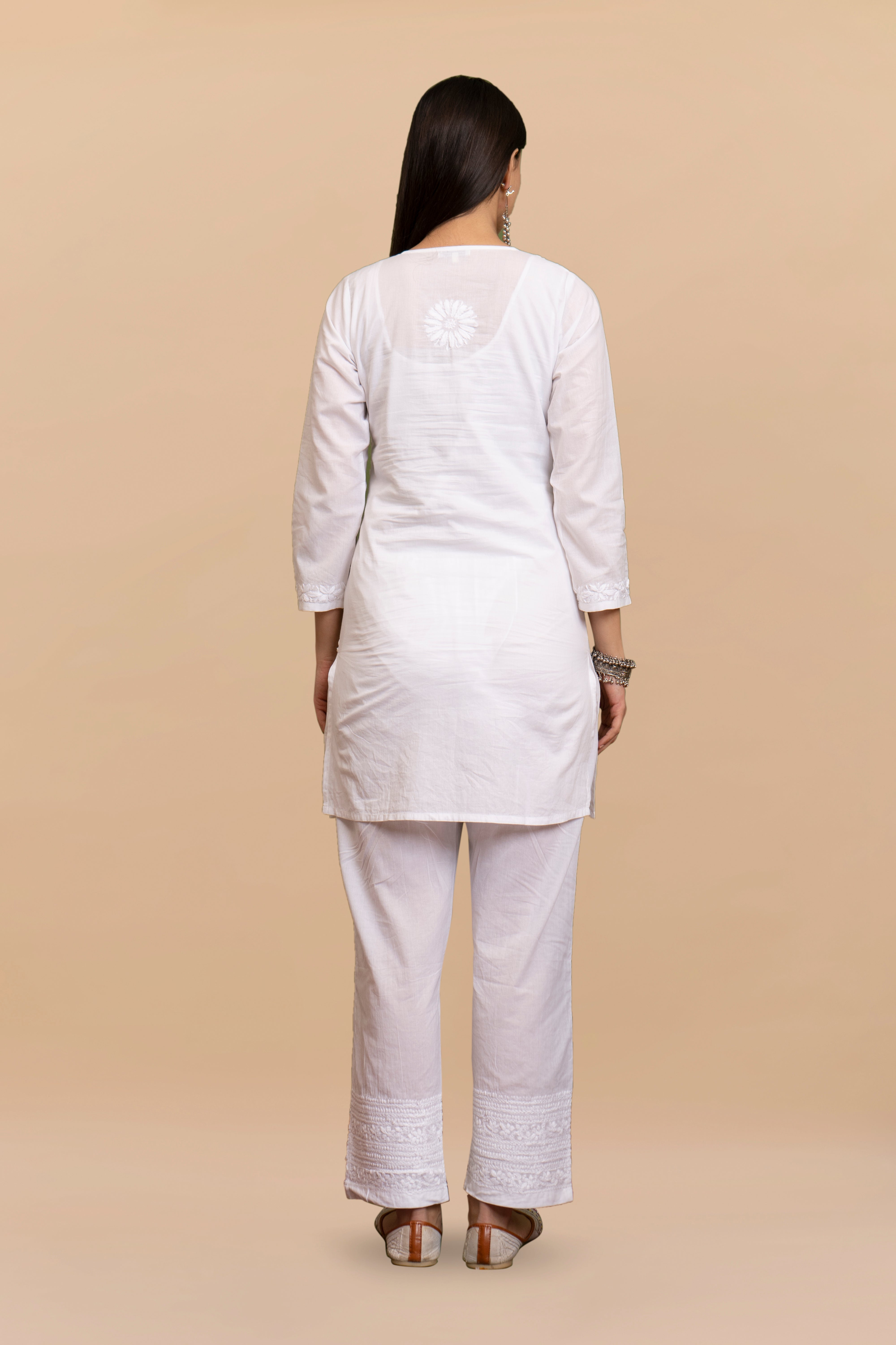 Cotton Chikankari Short Kurta in White