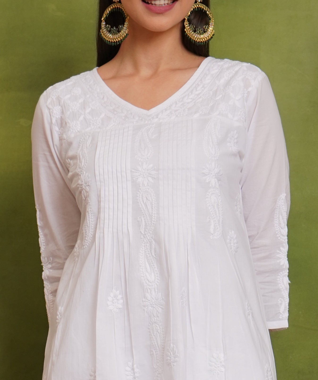 Cotton Chikankari Short Kurta in White