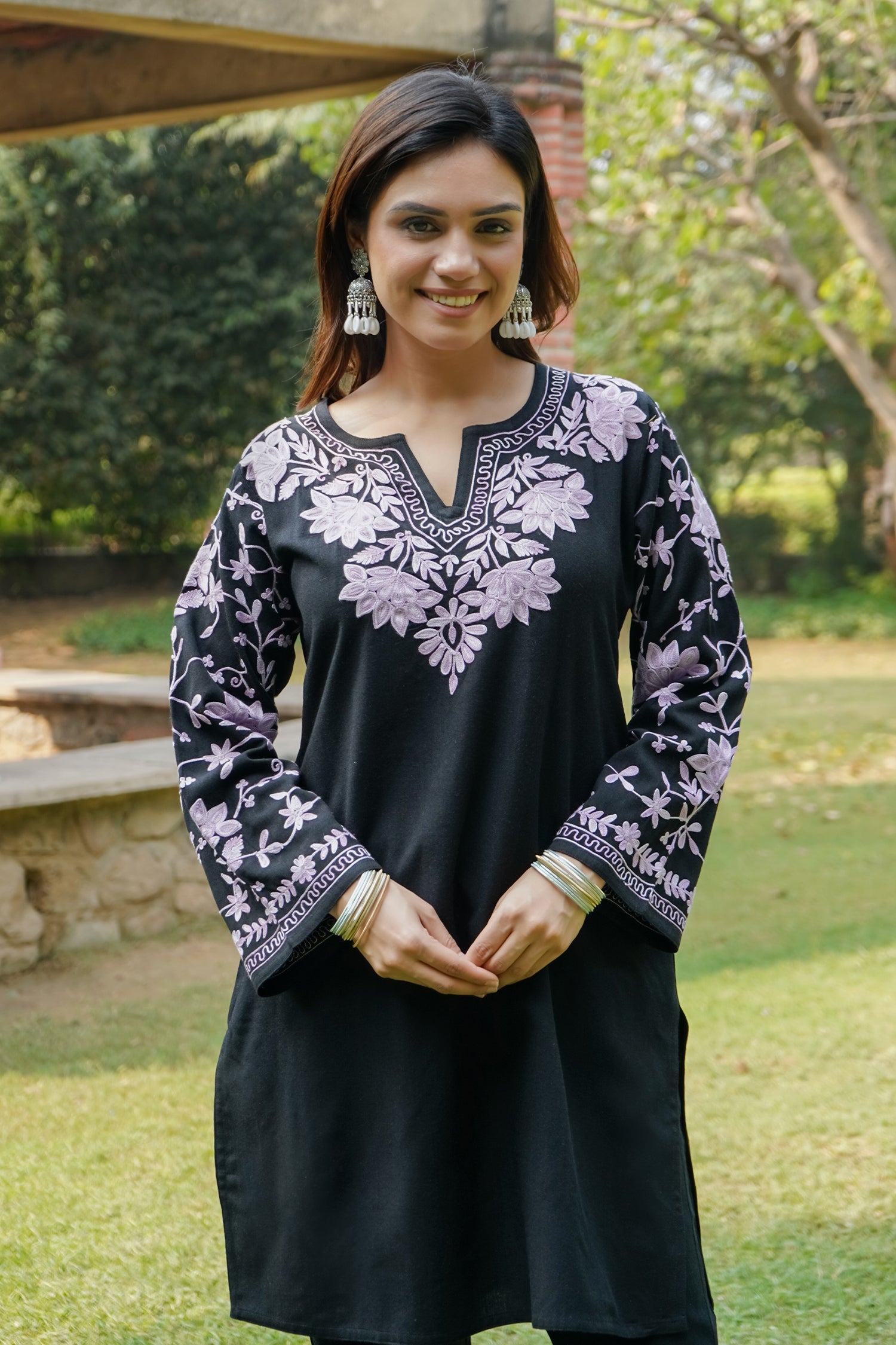 Woollen Kashmiri Black Kurta Set