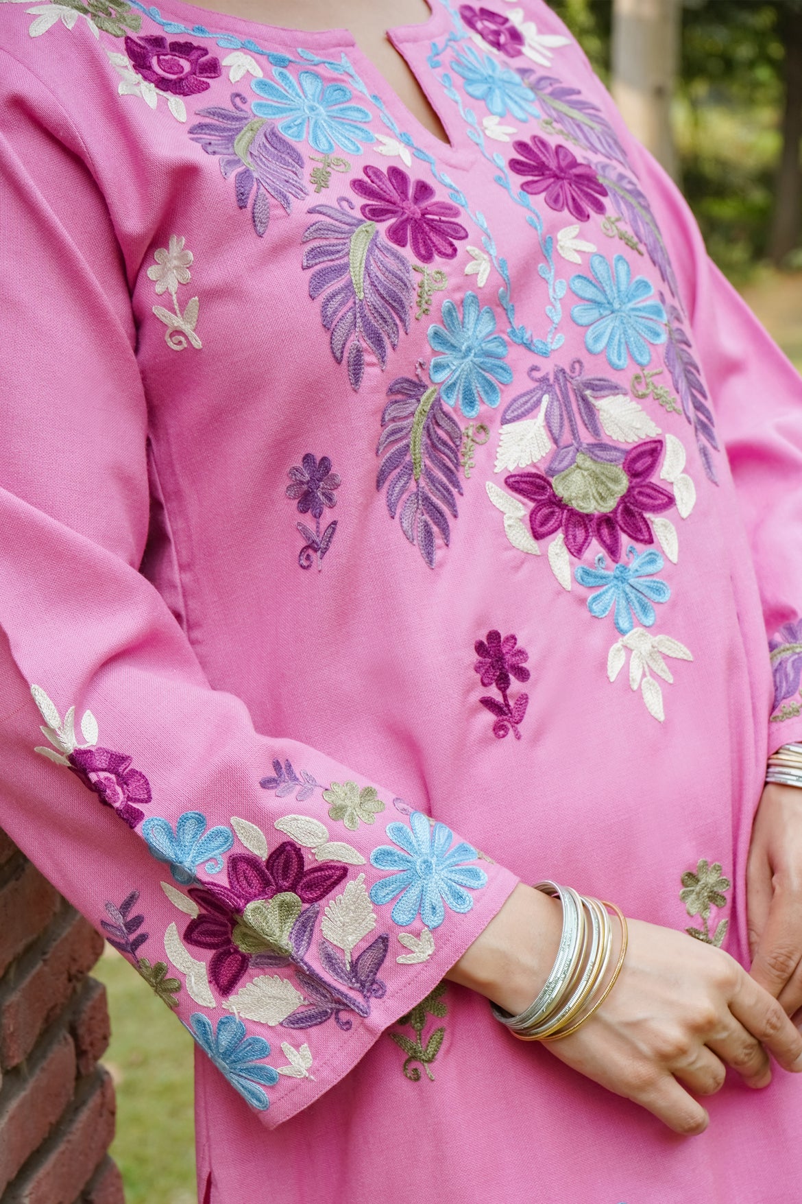 Rhythm in Woollen Kashmiri Pink Kurta