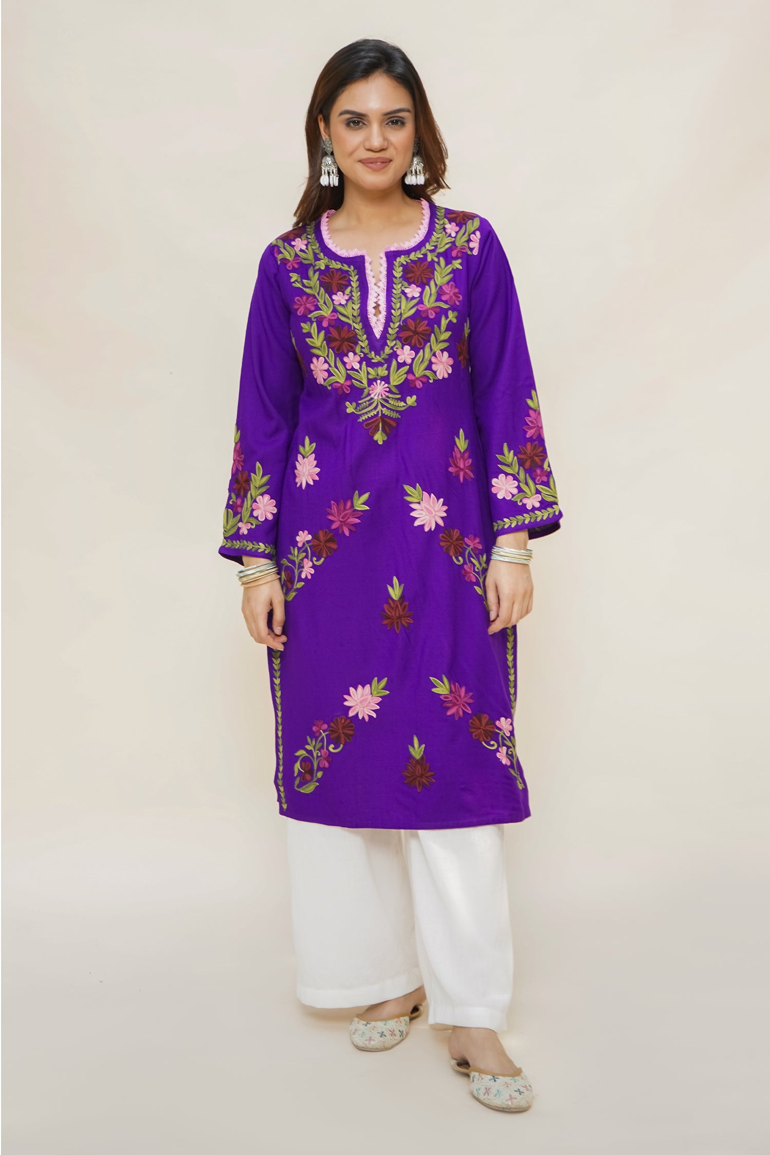 Woollen Kashmiri Purple Kurta