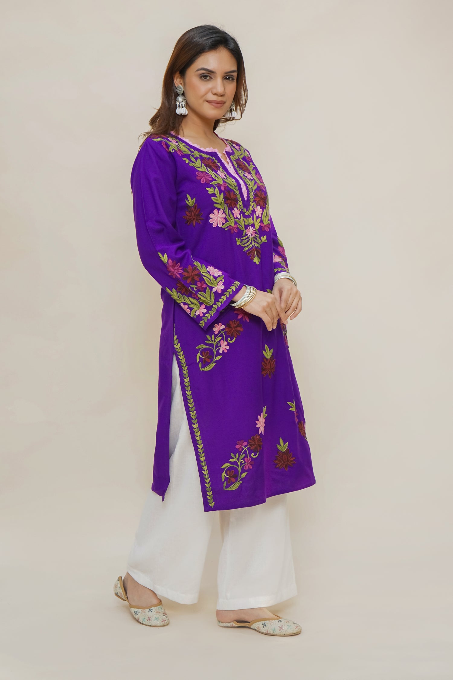 Woollen Kashmiri Purple Kurta