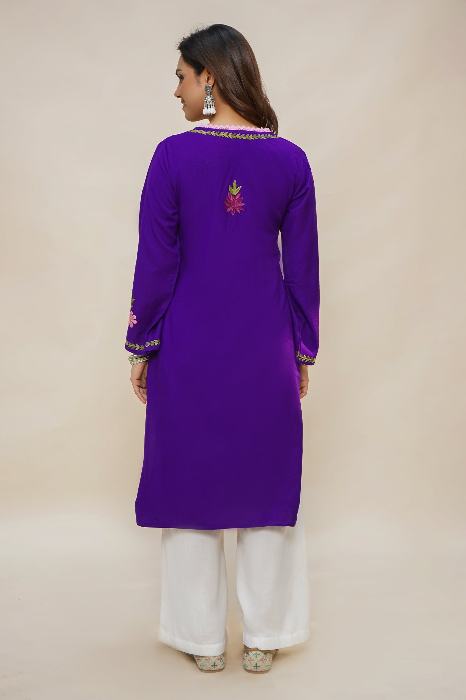 Woollen Kashmiri Purple Kurta