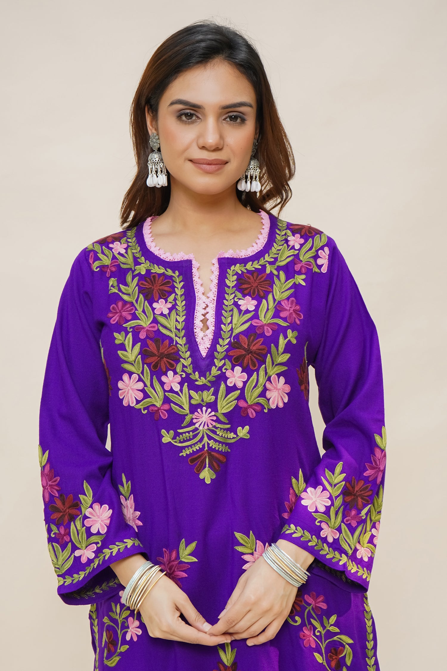 Woollen Kashmiri Purple Kurta