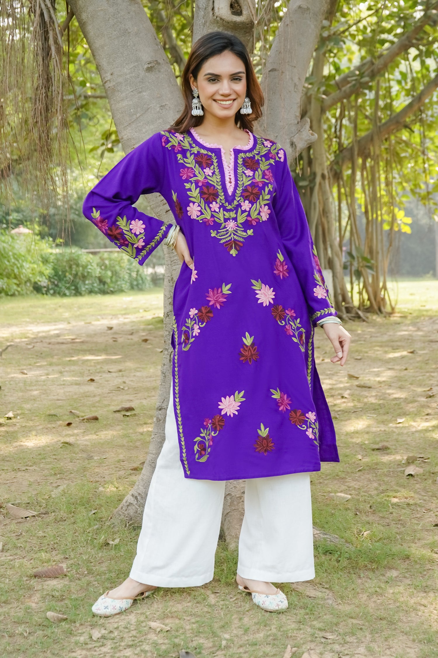 Woollen Kashmiri Purple Kurta