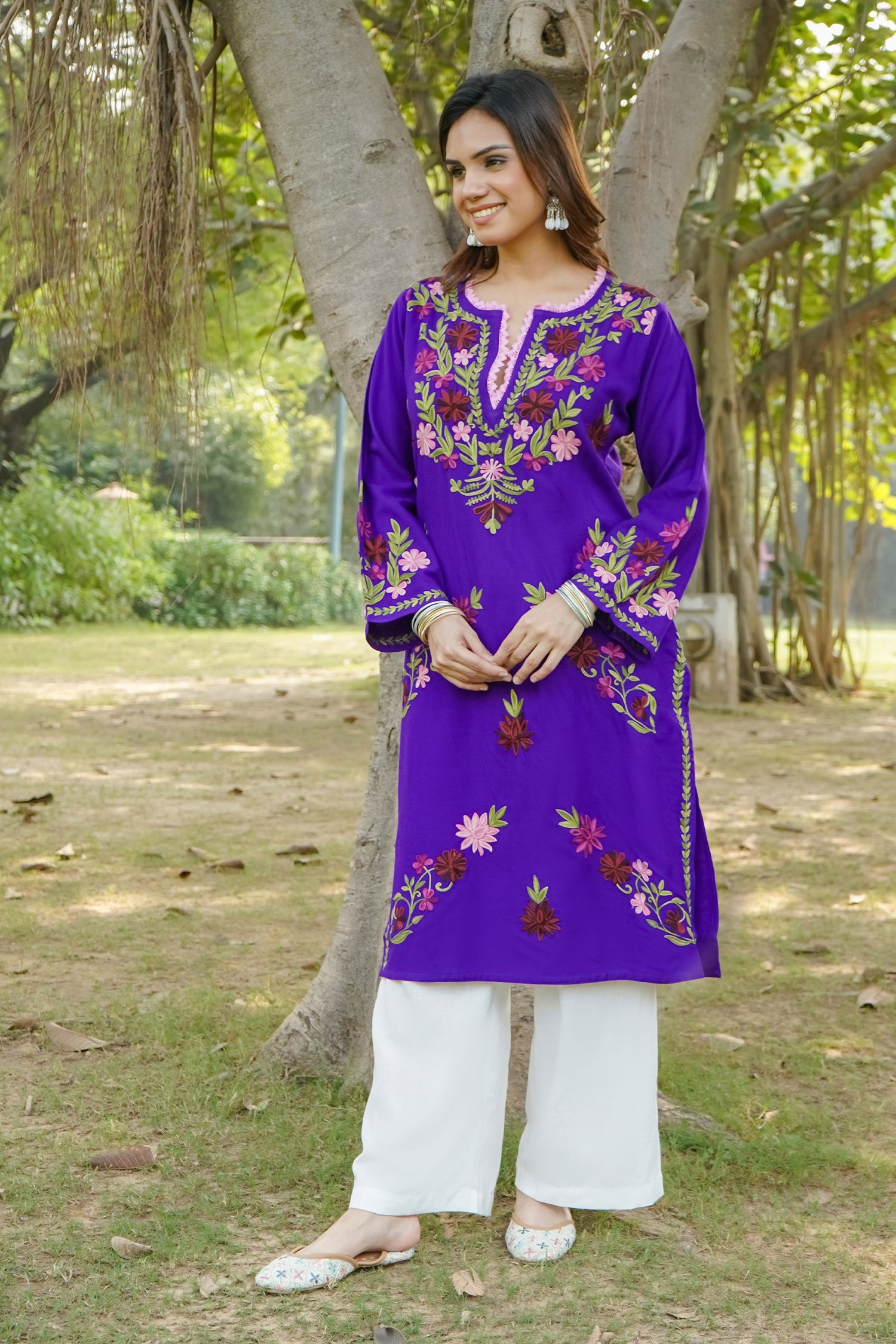 Woollen Kashmiri Purple Kurta