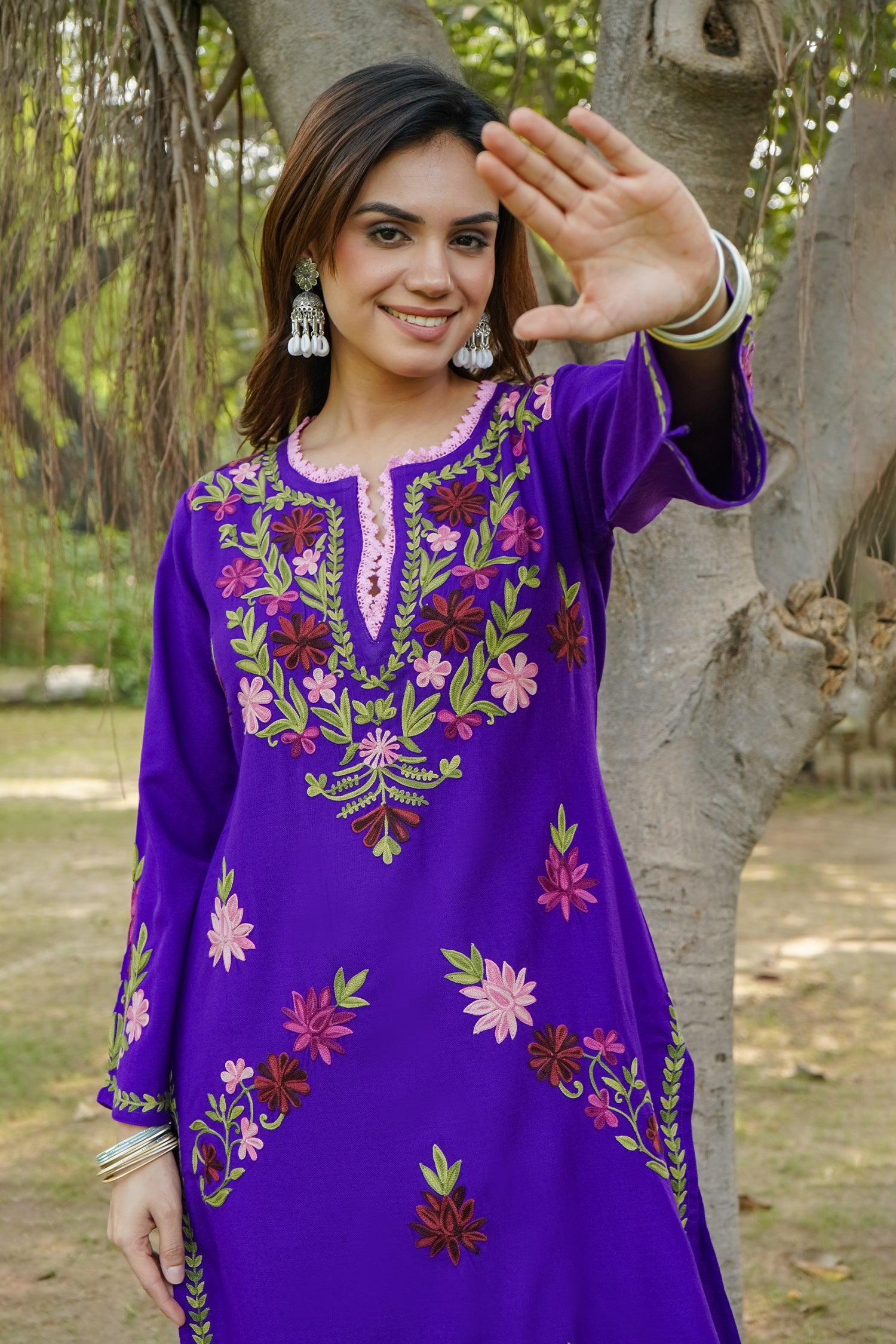 Woollen Kashmiri Purple Kurta