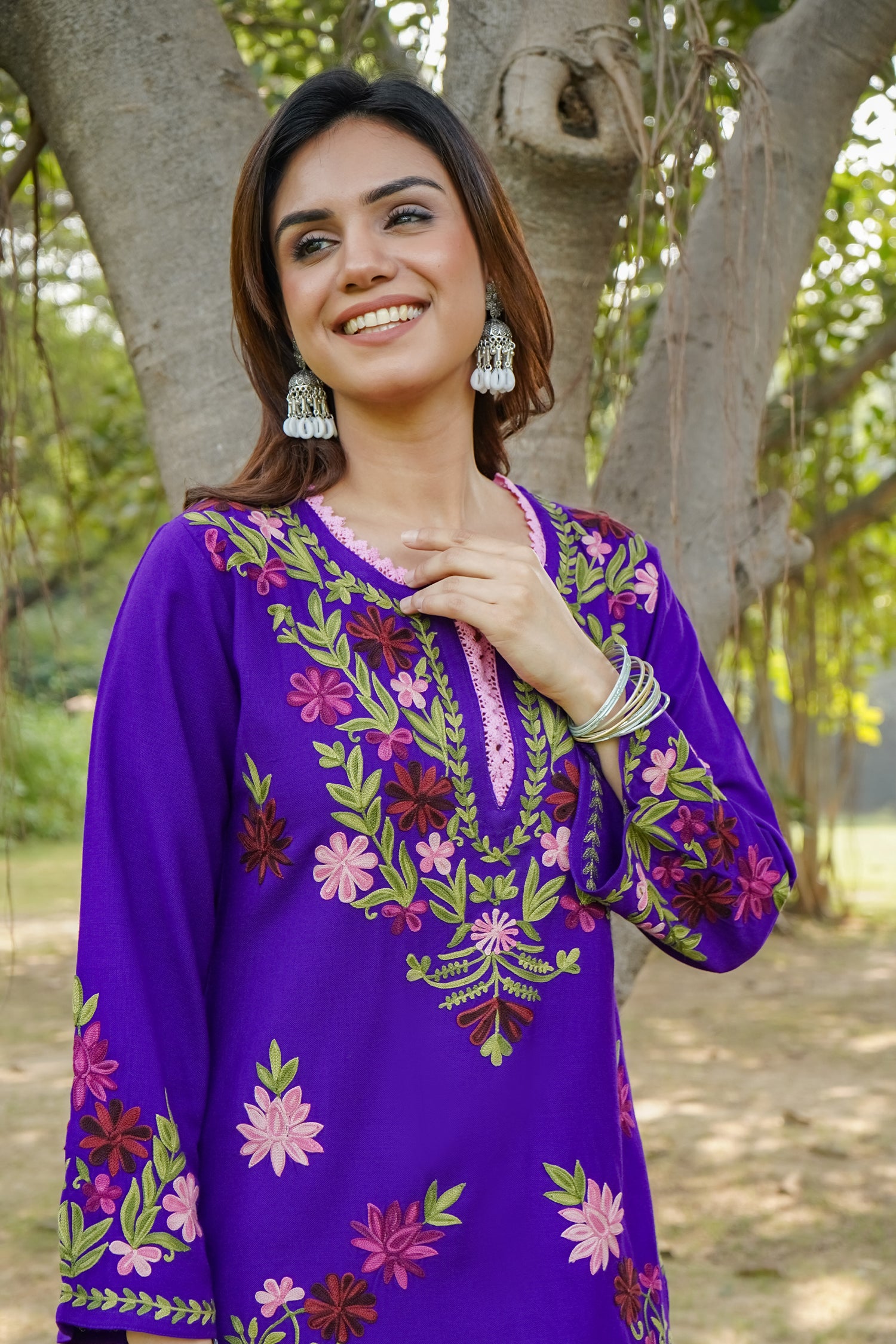 Woollen Kashmiri Purple Kurta