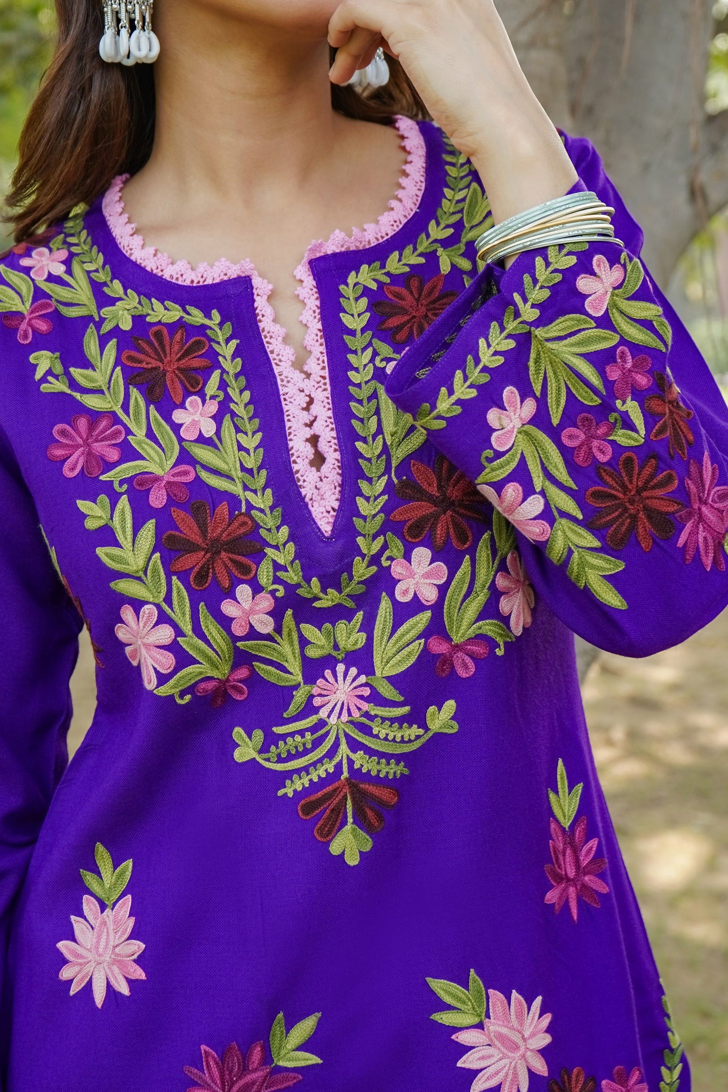 Woollen Kashmiri Purple Kurta