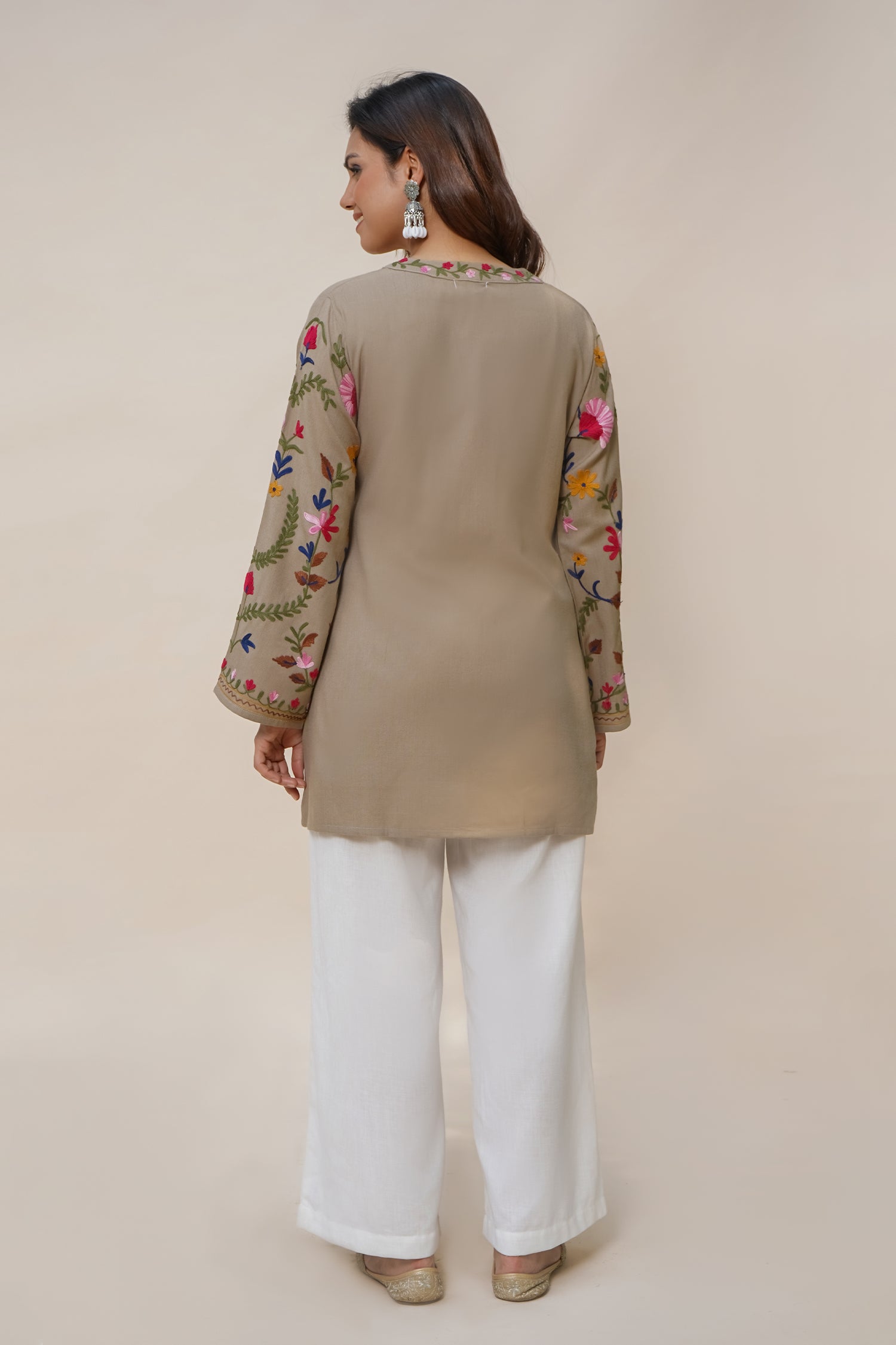 Woollen Shirt Jacket in Beige