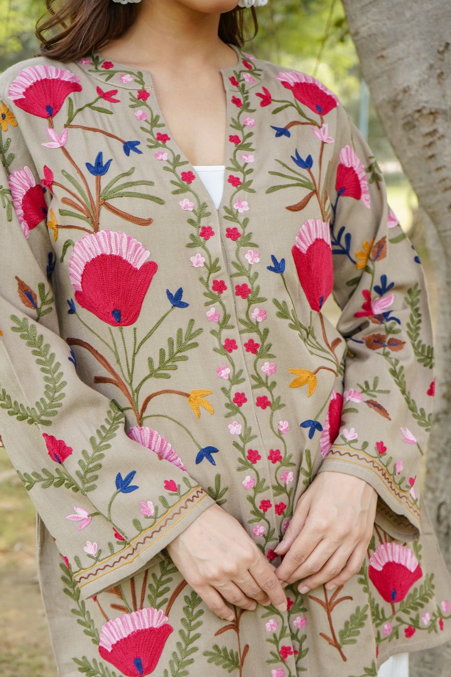 Woollen Shirt Jacket in Beige