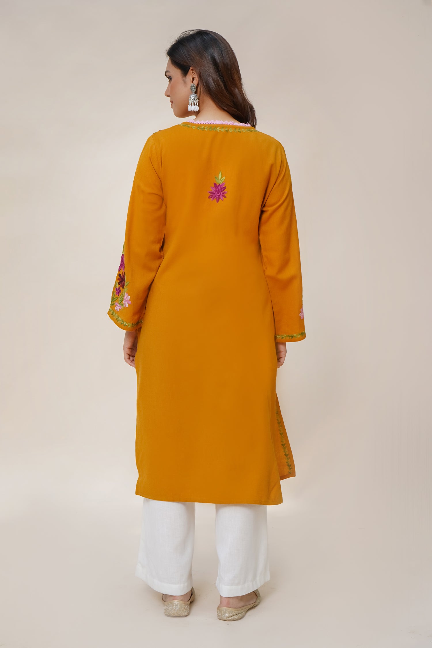 Woollen Kashmiri Mustard Kurta