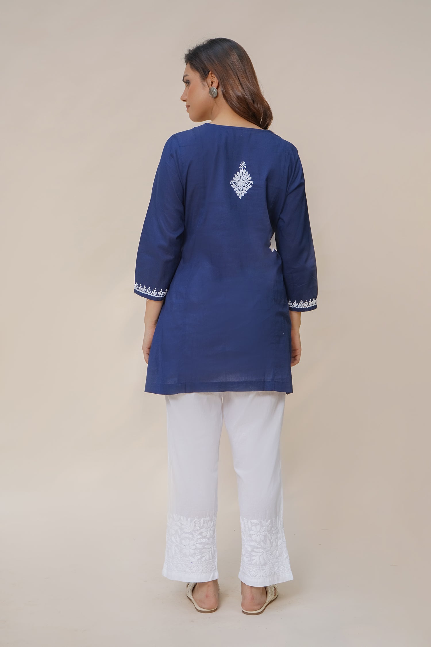 Saba Chikankari Short Kurta in Navy Blue