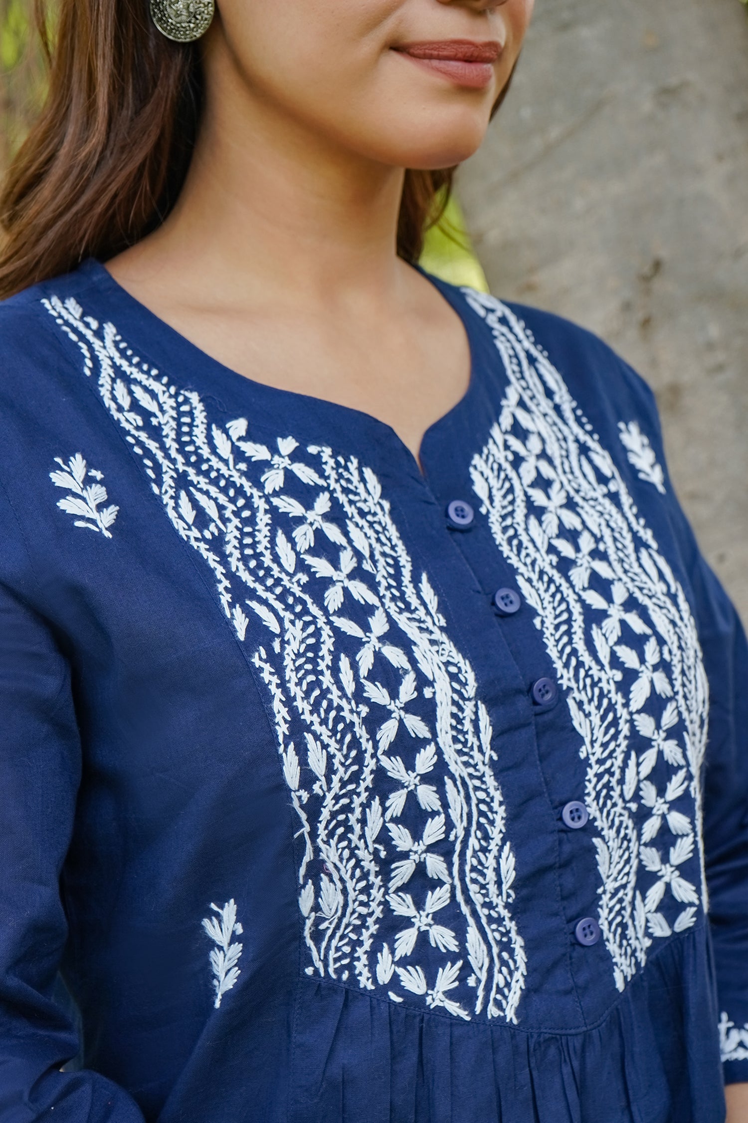 Saba Chikankari Short Kurta in Navy Blue