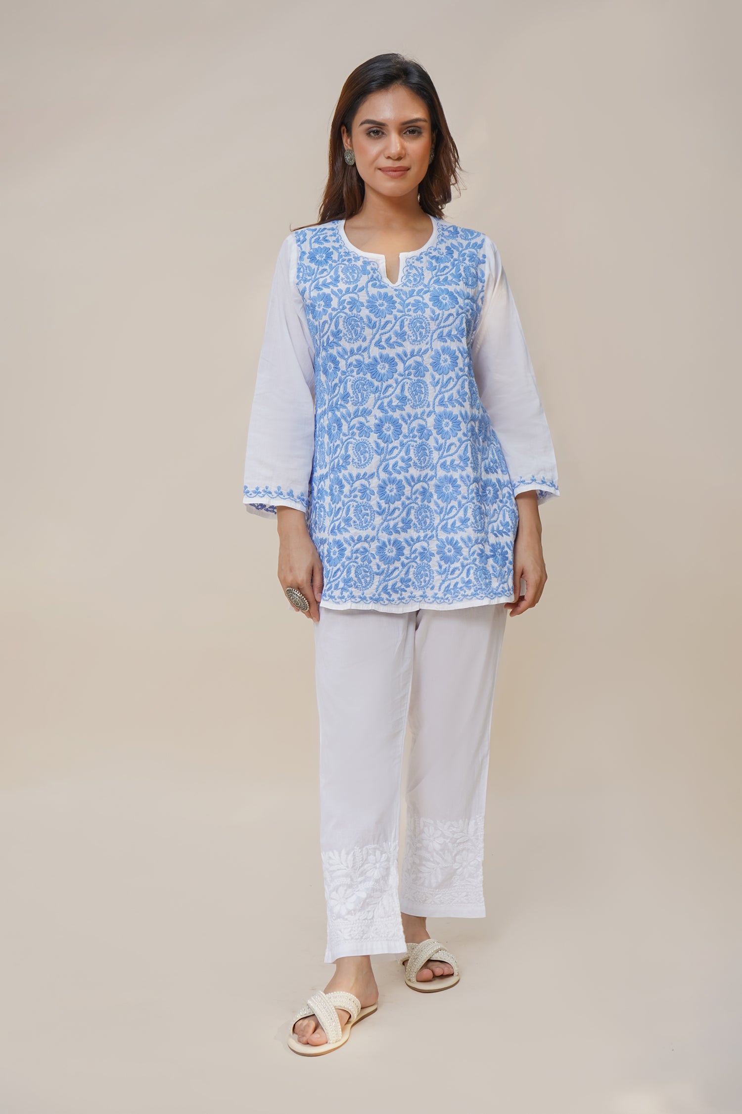 Saba Chikankari Short Kurta in White