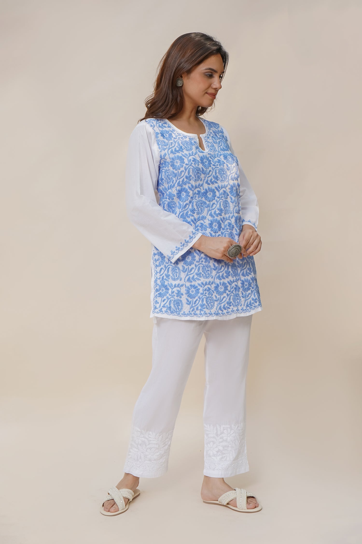 Saba Chikankari Short Kurta in White