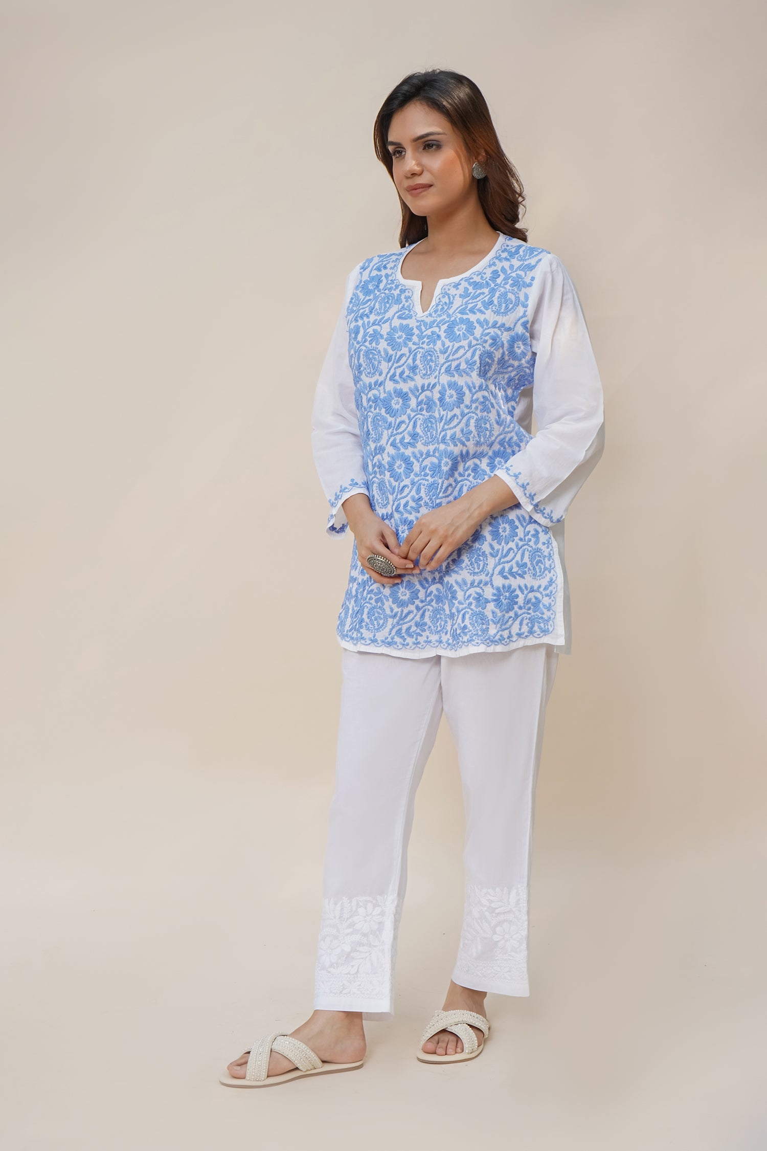 Saba Chikankari Short Kurta in White