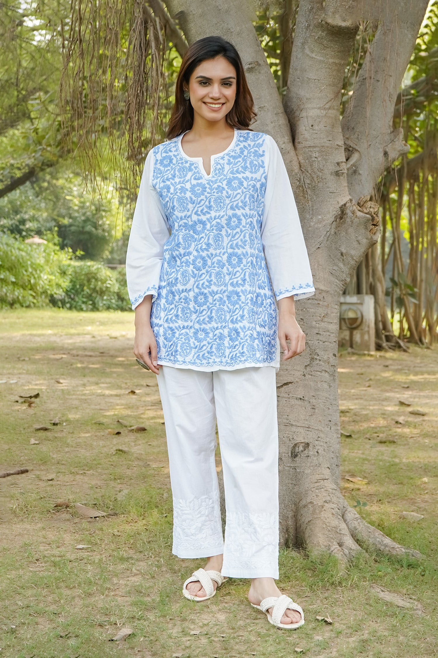 Saba Chikankari Short Kurta in White