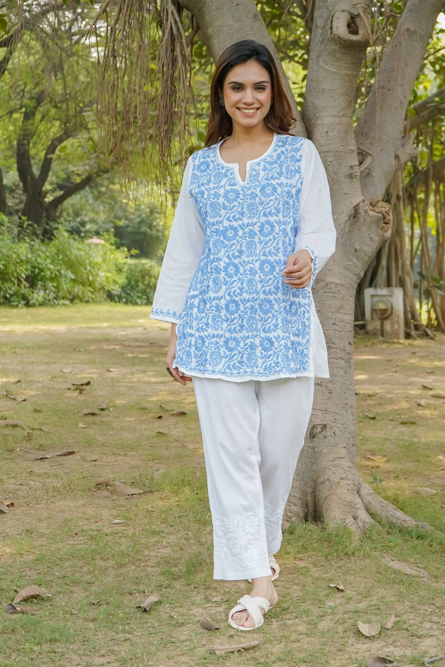 Saba Chikankari Short Kurta in White