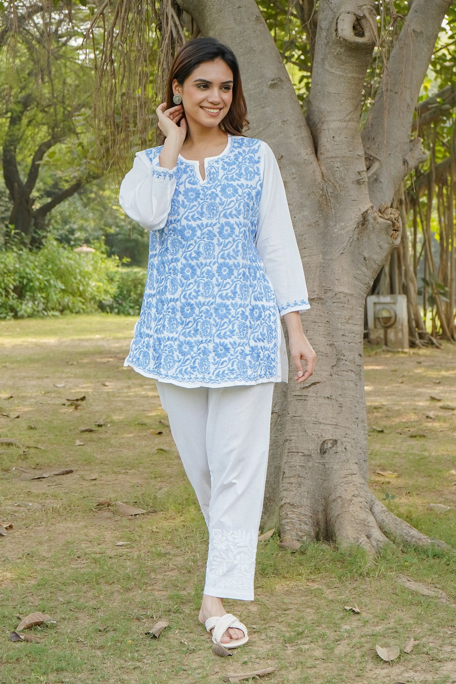 Saba Chikankari Short Kurta in White