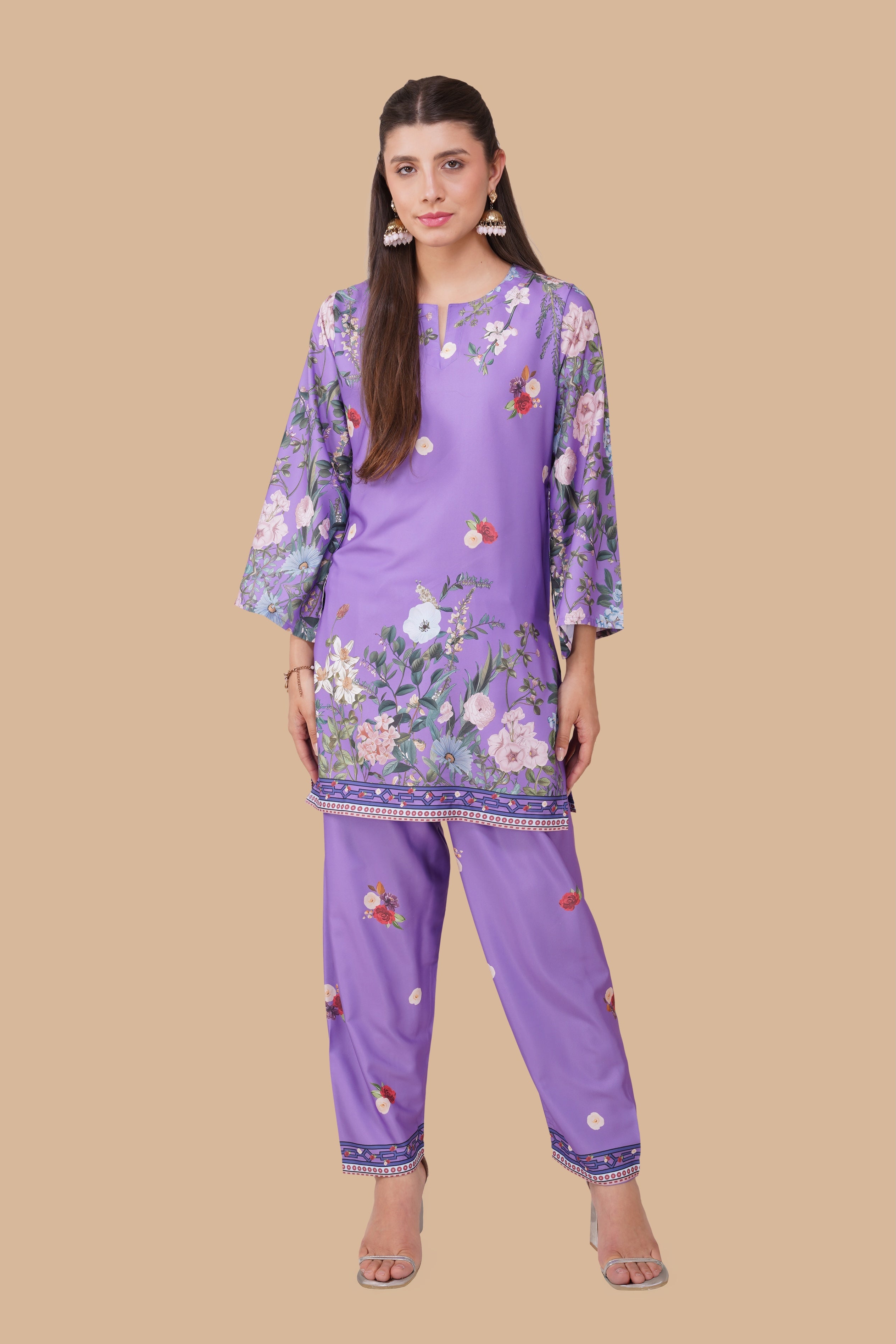 Printkari Poly Muslin Co-ord set in Purple