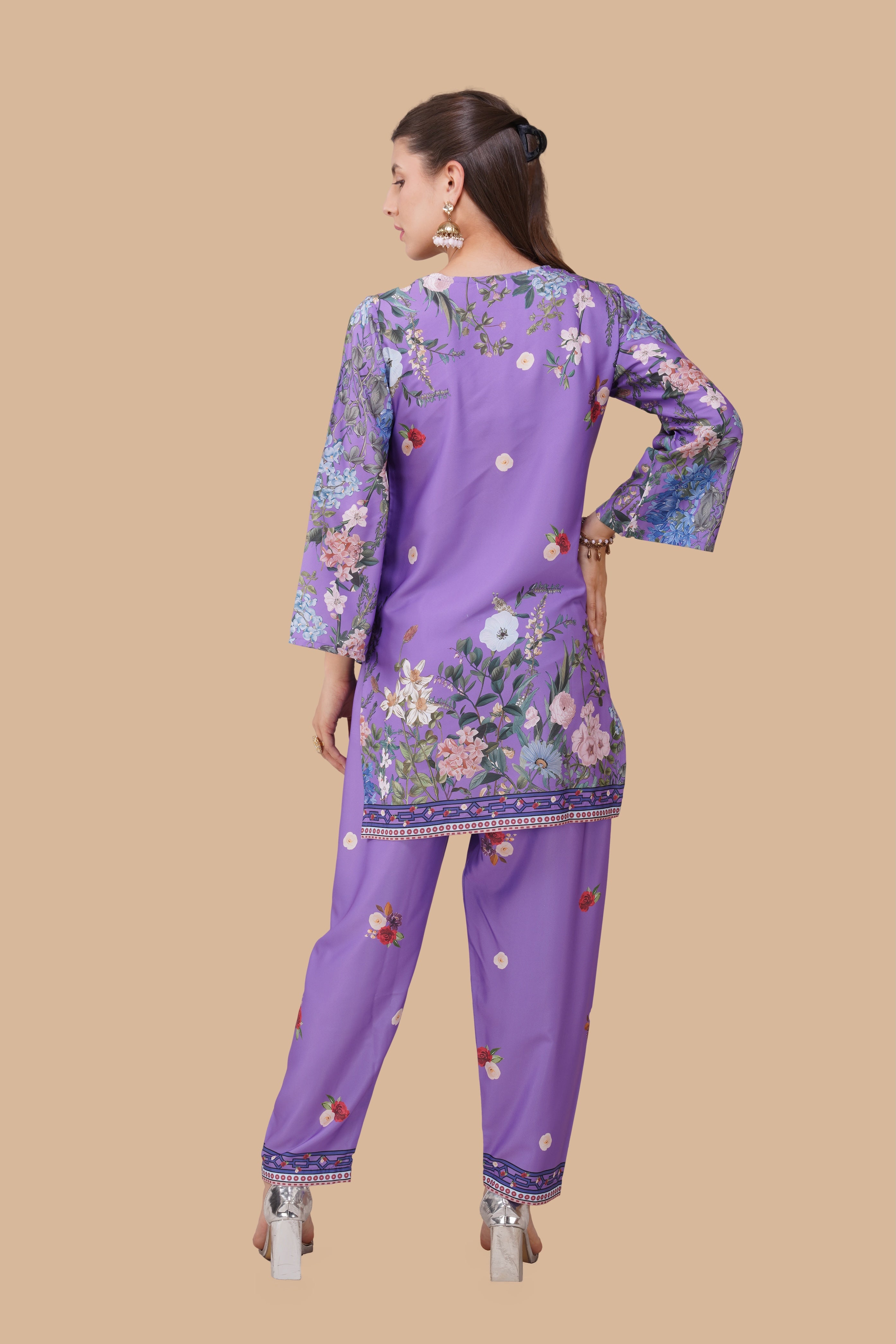 Printkari Poly Muslin Co-ord set in Purple