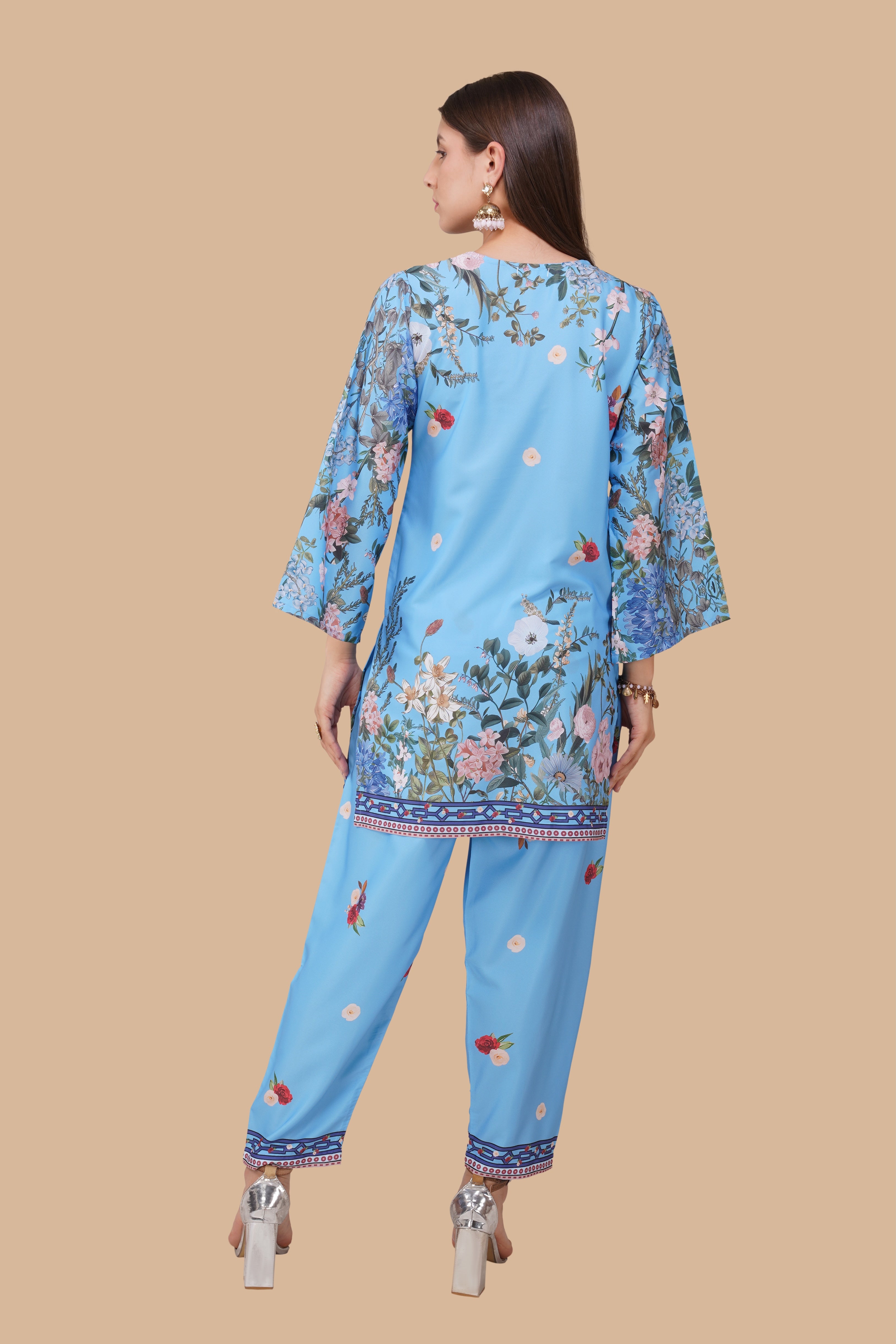 Printkari Poly Muslin Co-ord set in Sky Blue