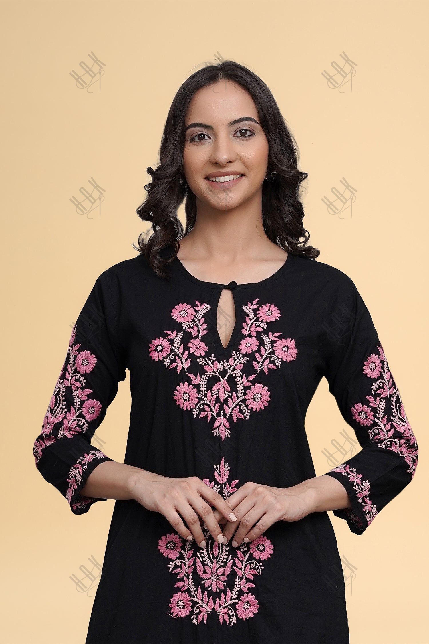 Saba Chikankari Kurta in Cotton - Black