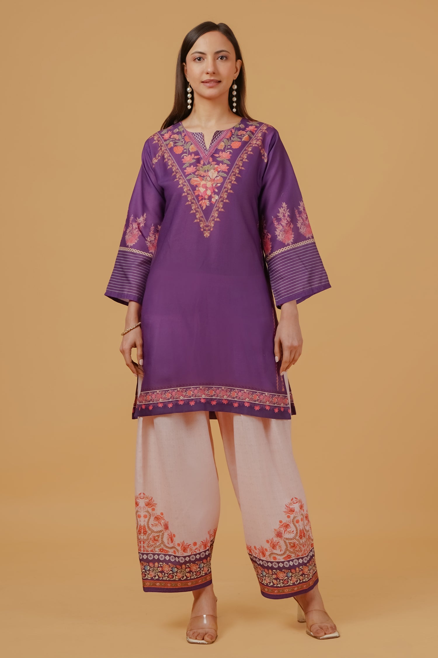 Purple Floral Printed  Lawn Cotton Co-ord Set