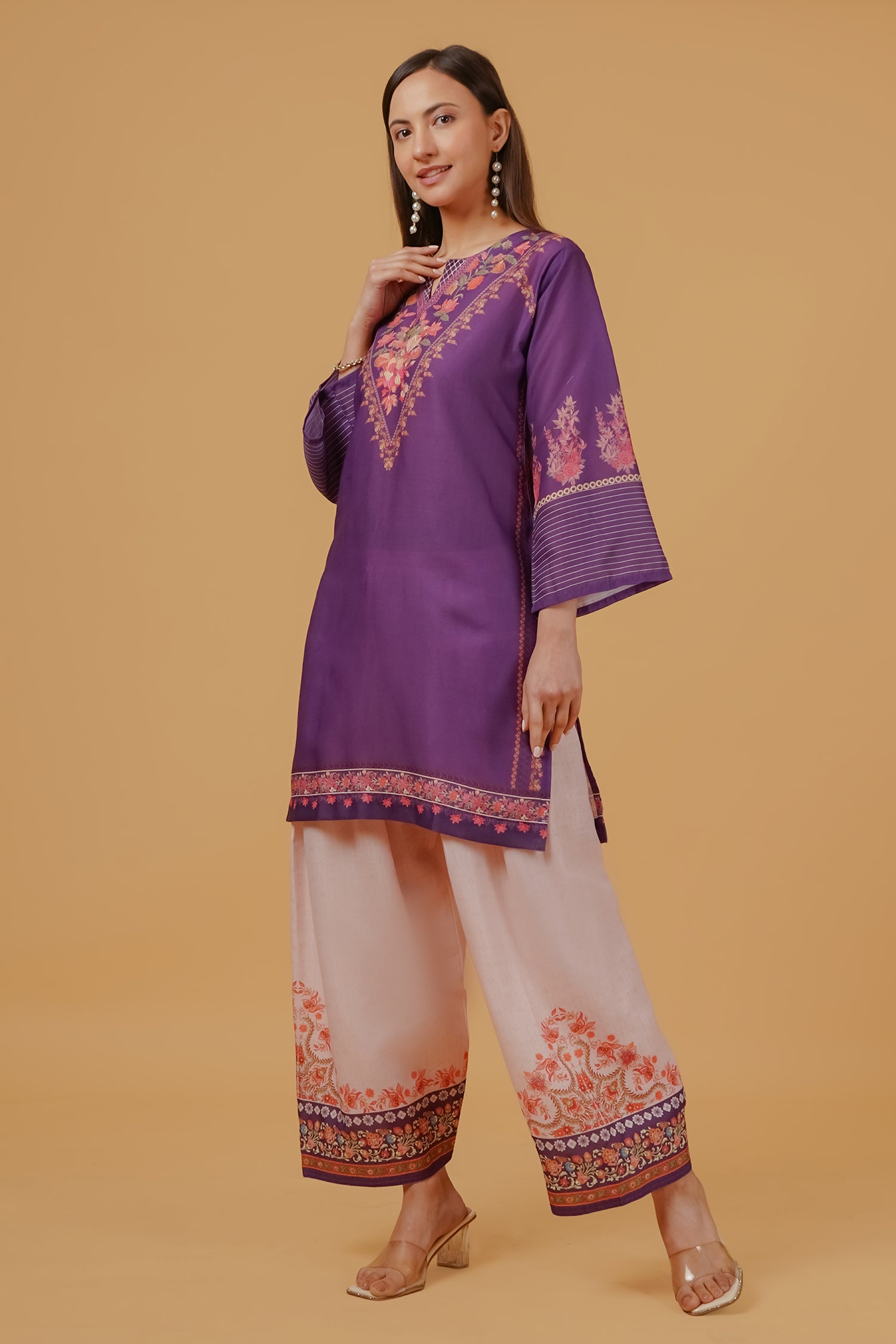 Purple Floral Printed  Lawn Cotton Co-ord Set